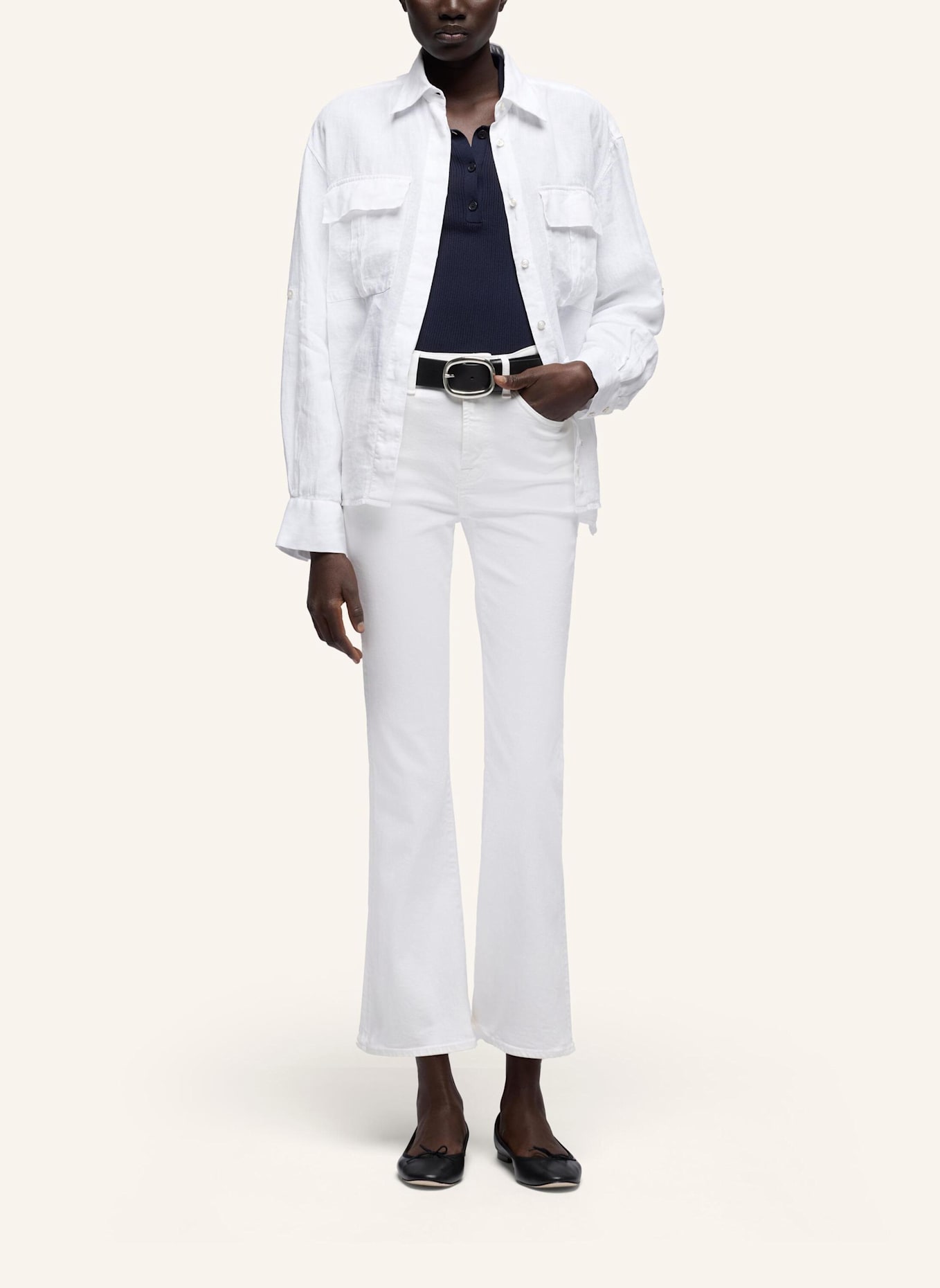 7 for all mankind Knitted PIPED COLLAR S/S POLO: BLAU