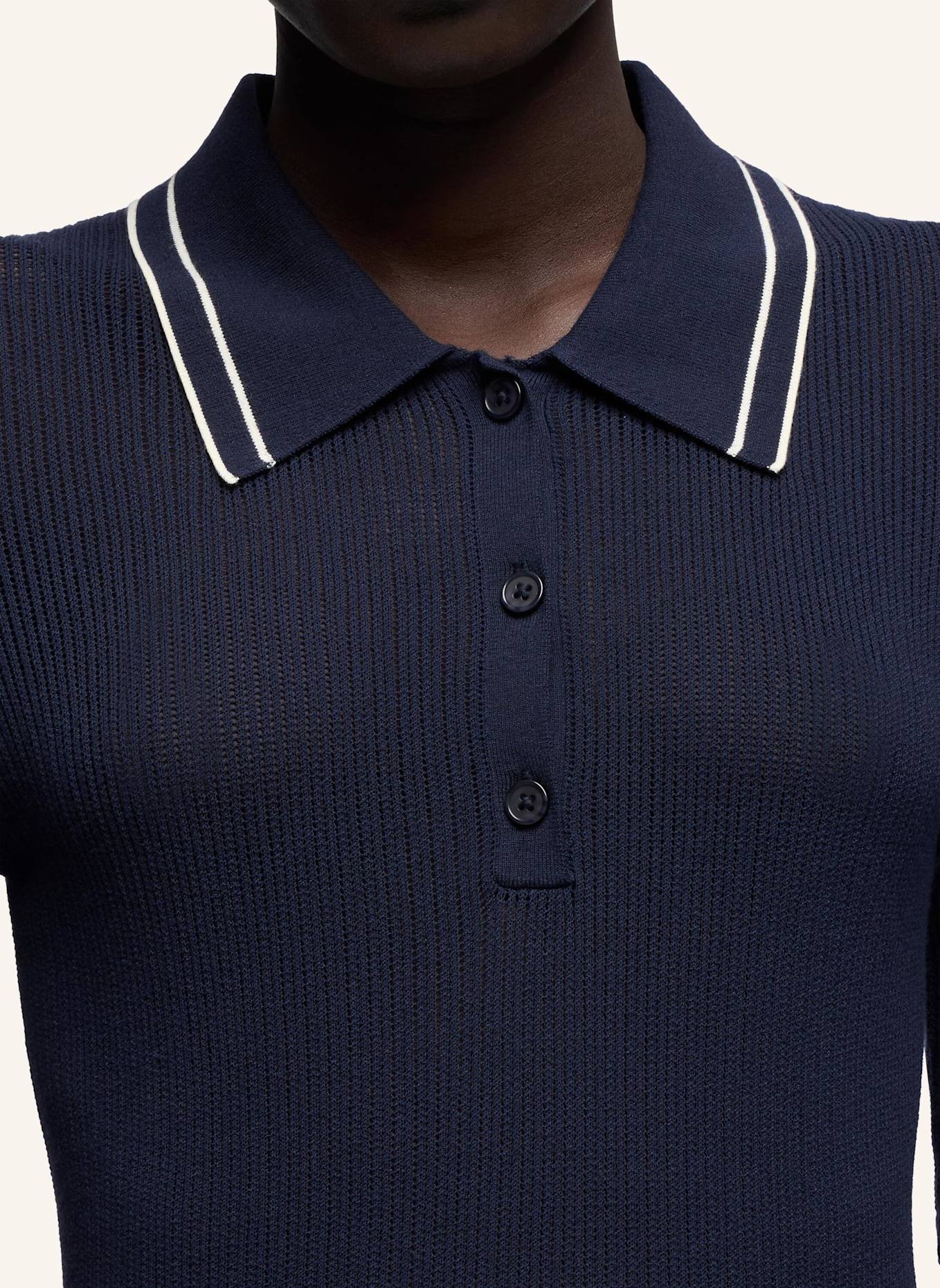7 for all mankind Knitted PIPED COLLAR S/S POLO: BLAU