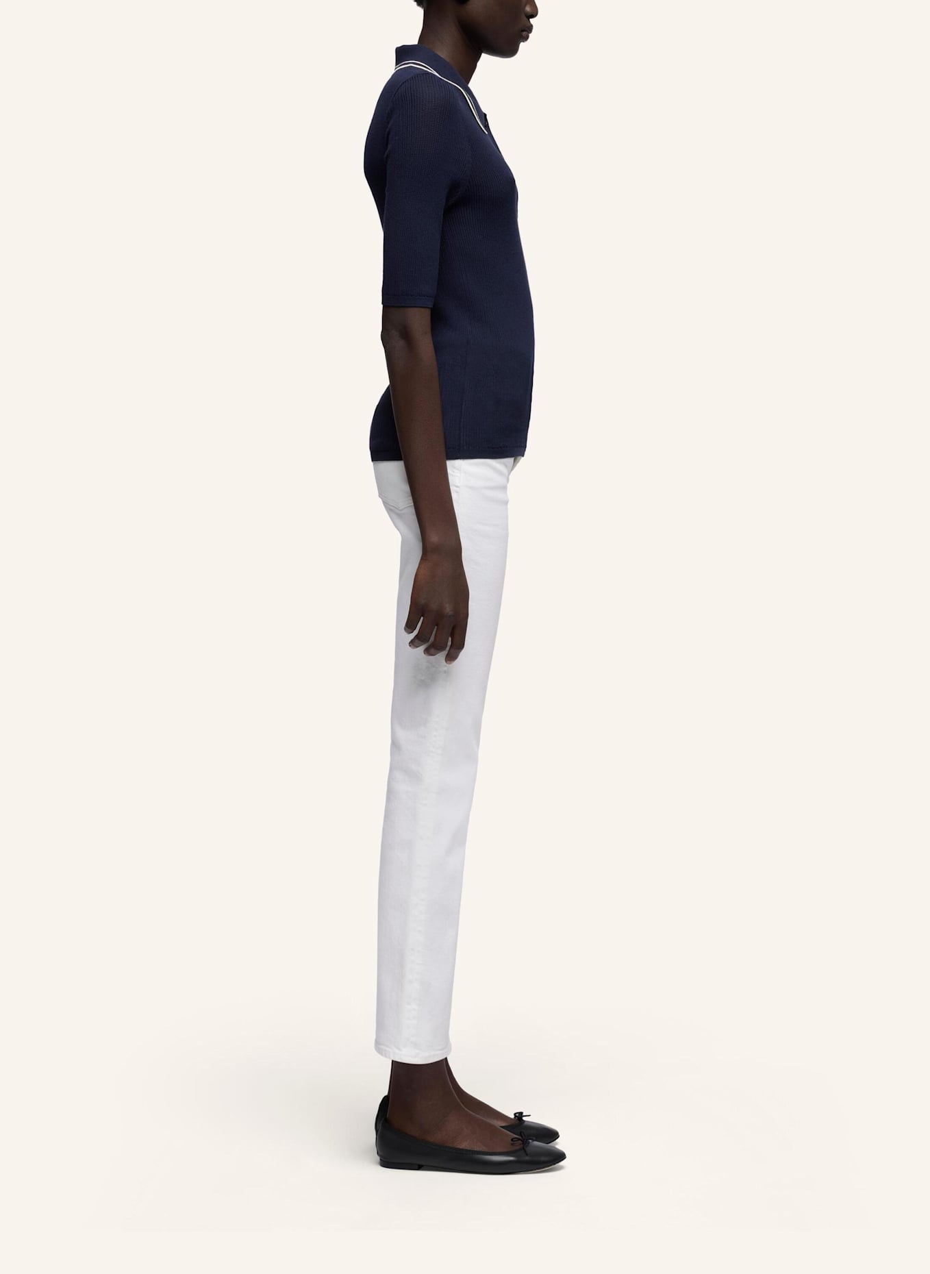 7 for all mankind Knitted PIPED COLLAR S/S POLO: BLAU
