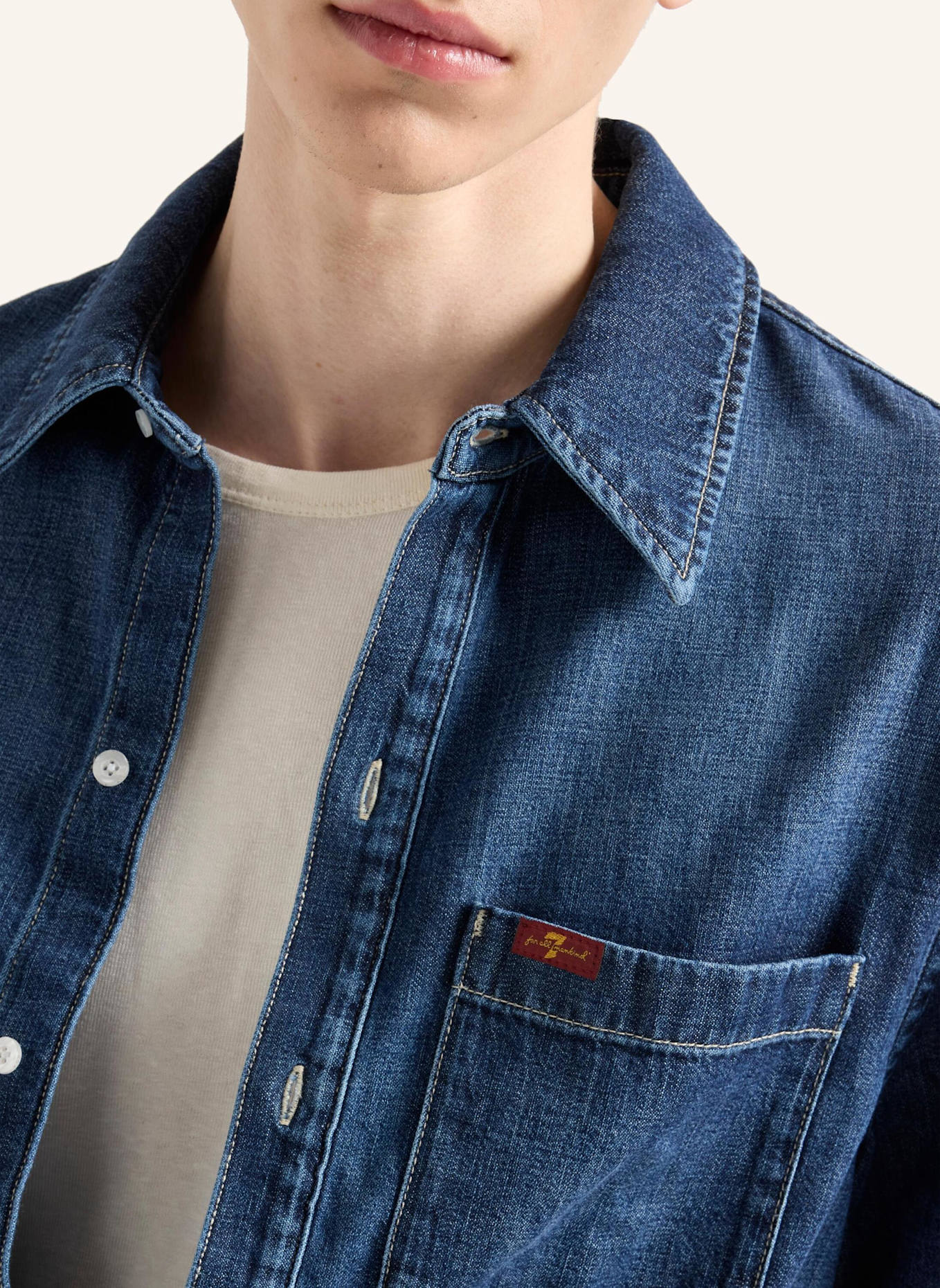 7 for all mankind Denim S/S REGULAR SHIRT: BLAU