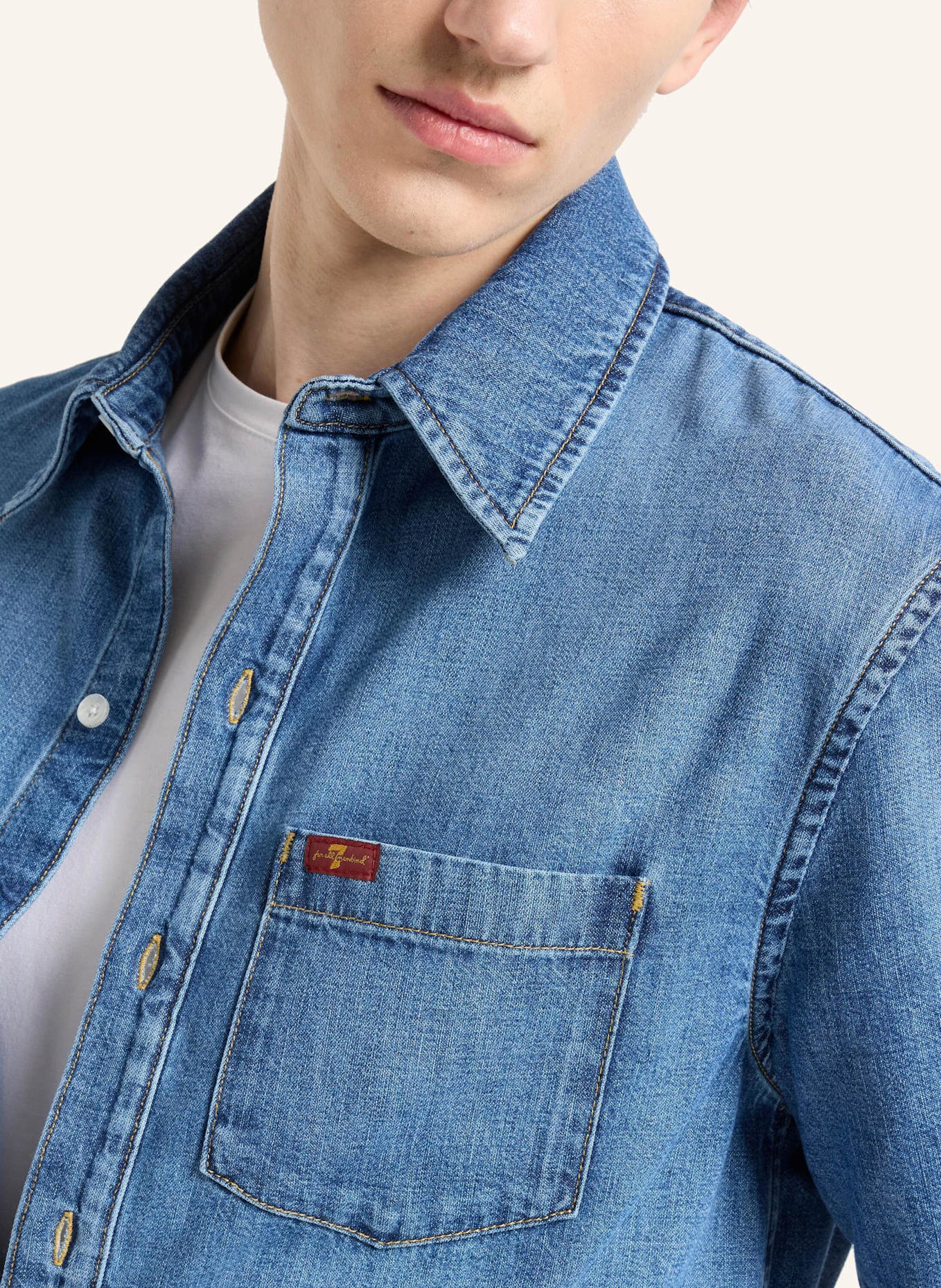 7 for all mankind Denim S/S REGULAR SHIRT: BLAU