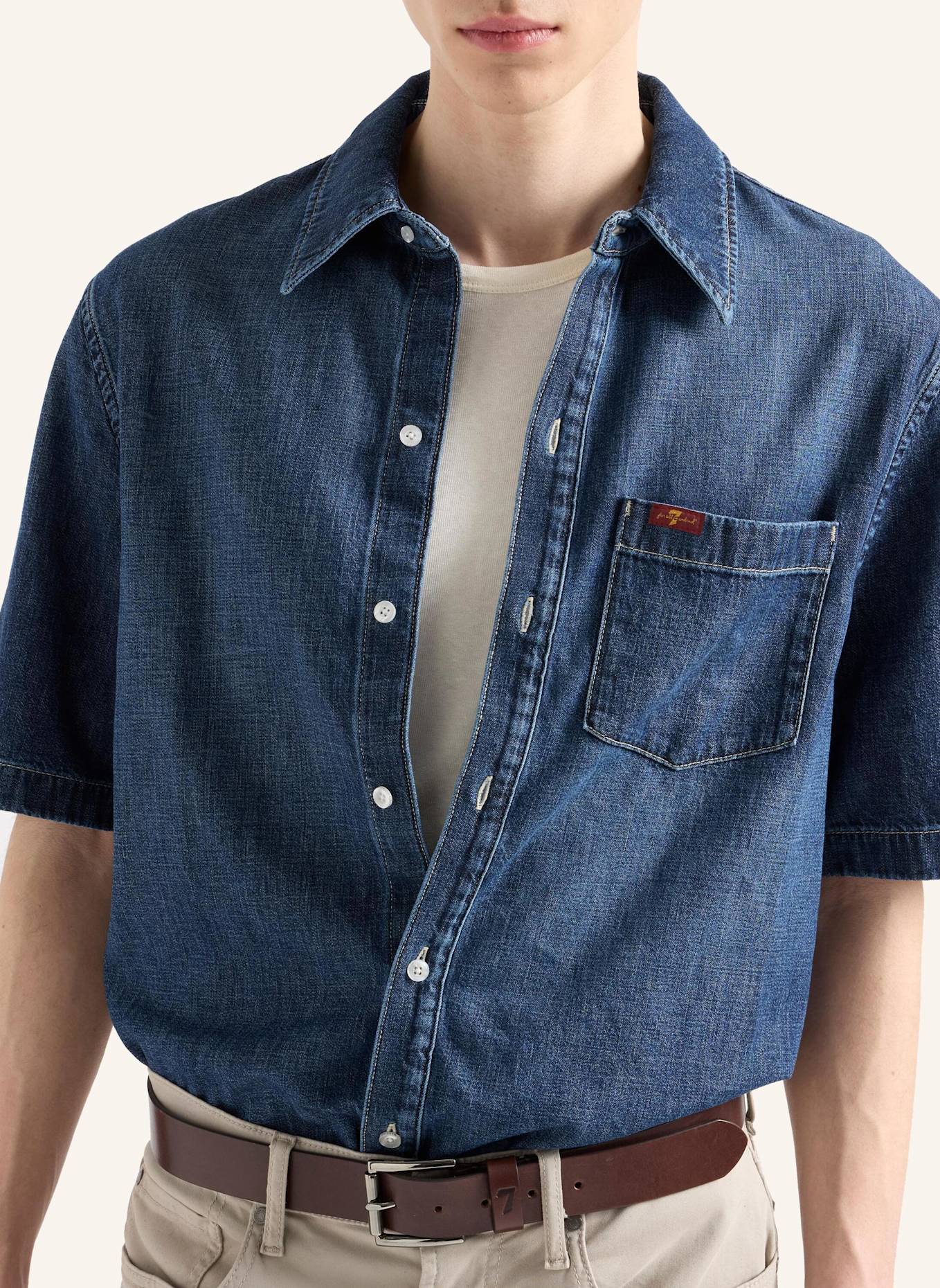 7 for all mankind Denim S/S REGULAR SHIRT: BLAU