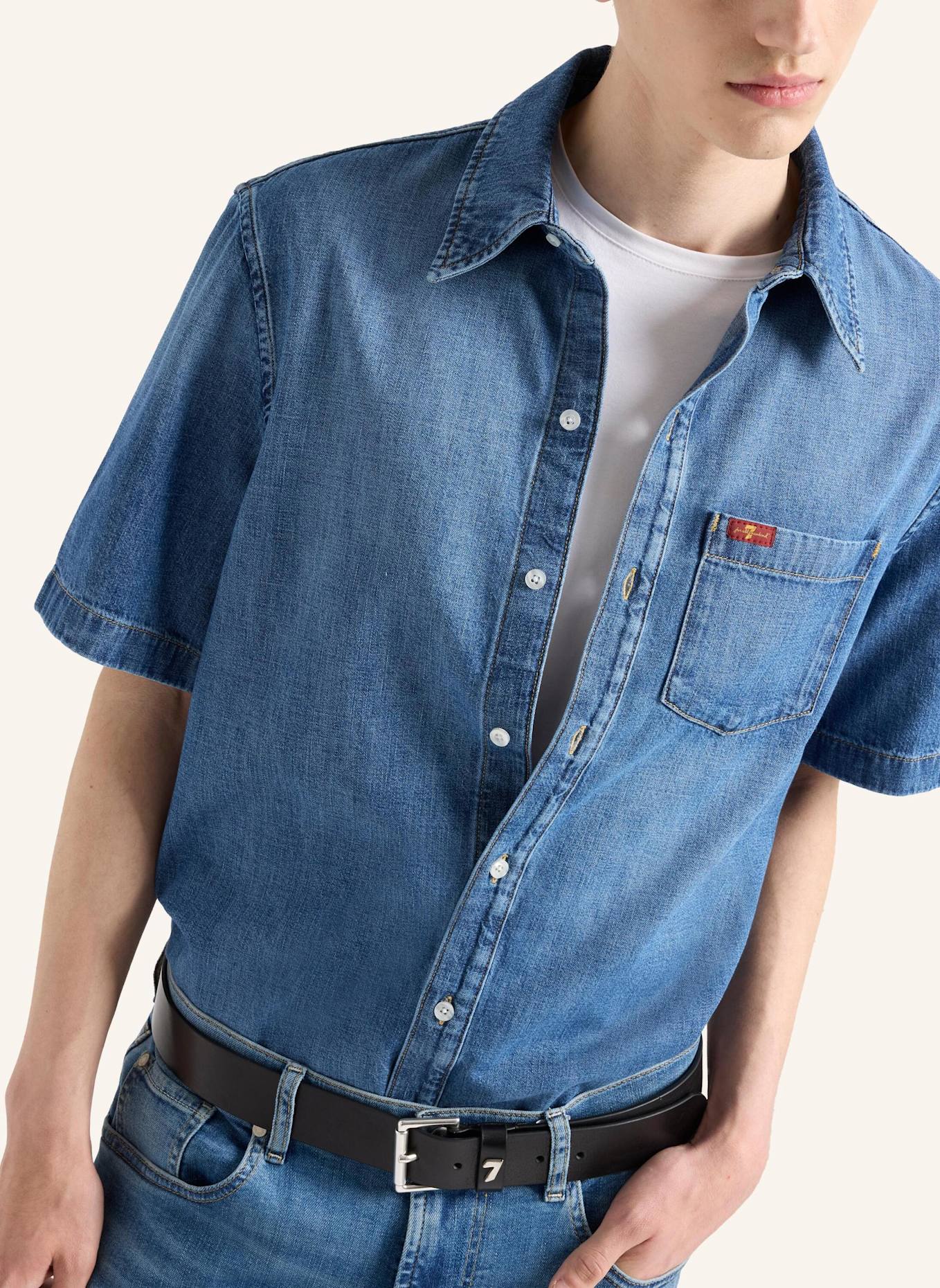 7 for all mankind Denim S/S REGULAR SHIRT: BLAU