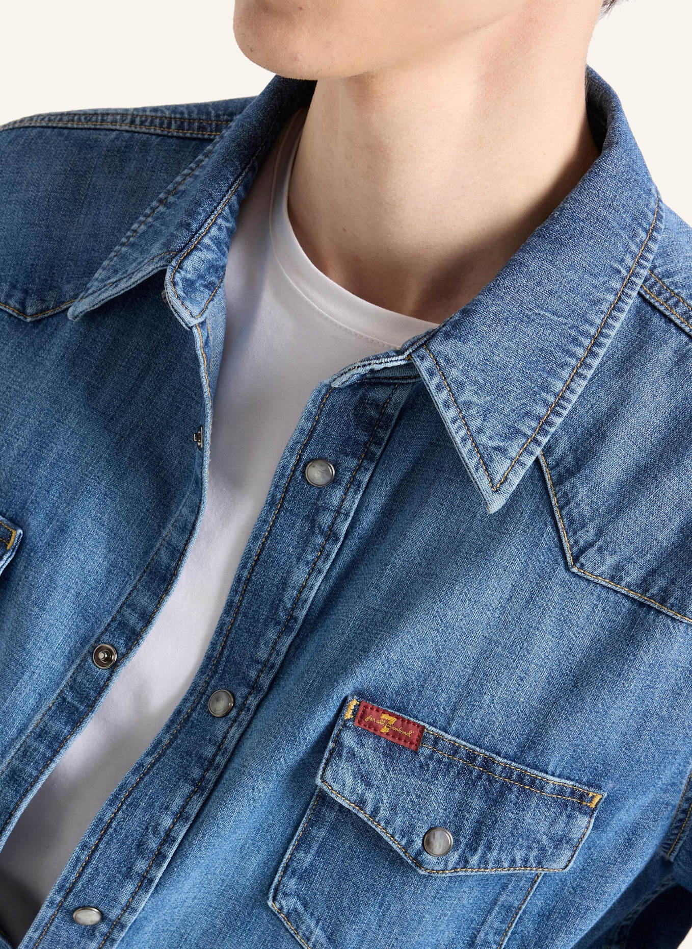 7 for all mankind Denim L/S WESTERN SHIRT: BLAU