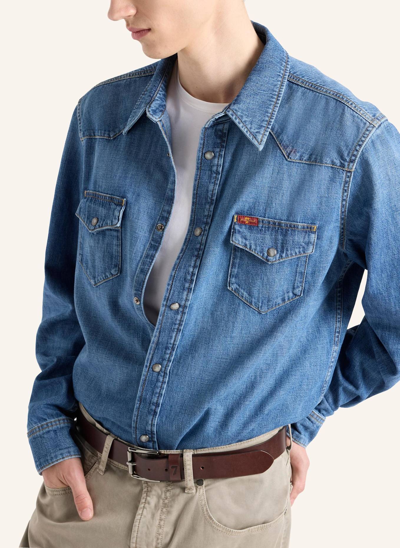 7 for all mankind Denim L/S WESTERN SHIRT: BLAU