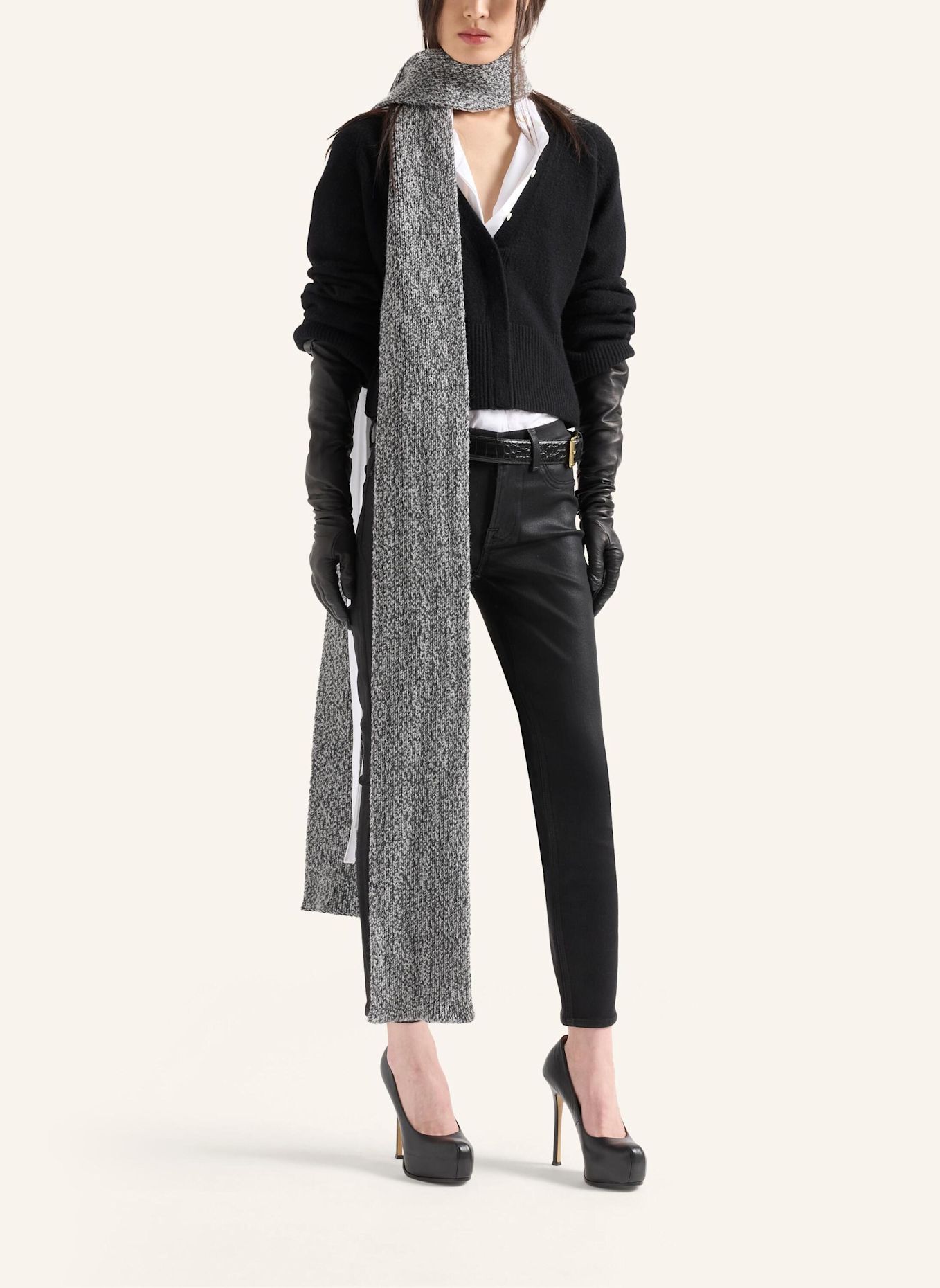 7 for all mankind Knitted LARGE RIB CARDIGAN: SCHWARZ