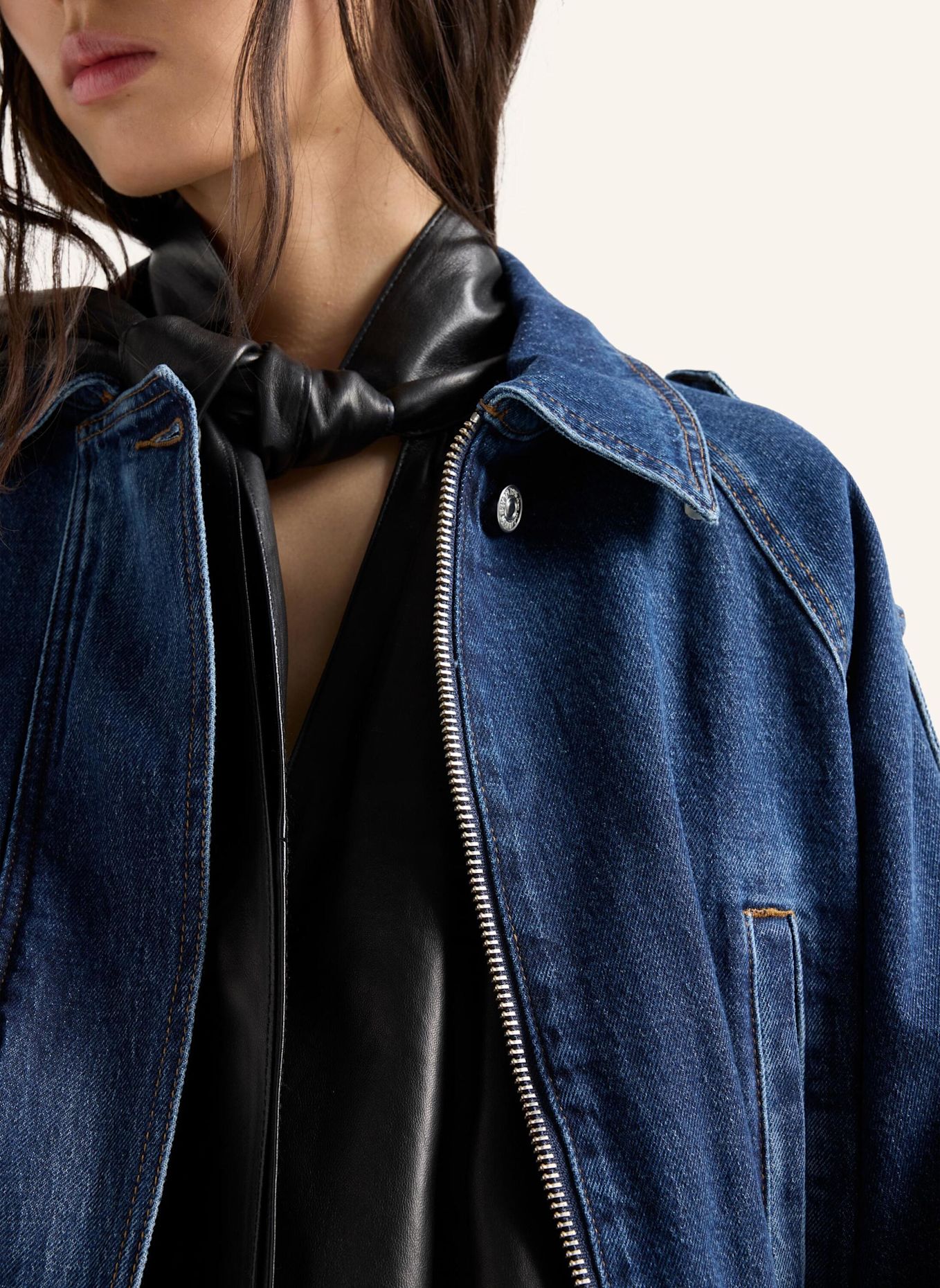 7 for all mankind Denim AVIATOR JACKET, getailleerd model: BLAUW