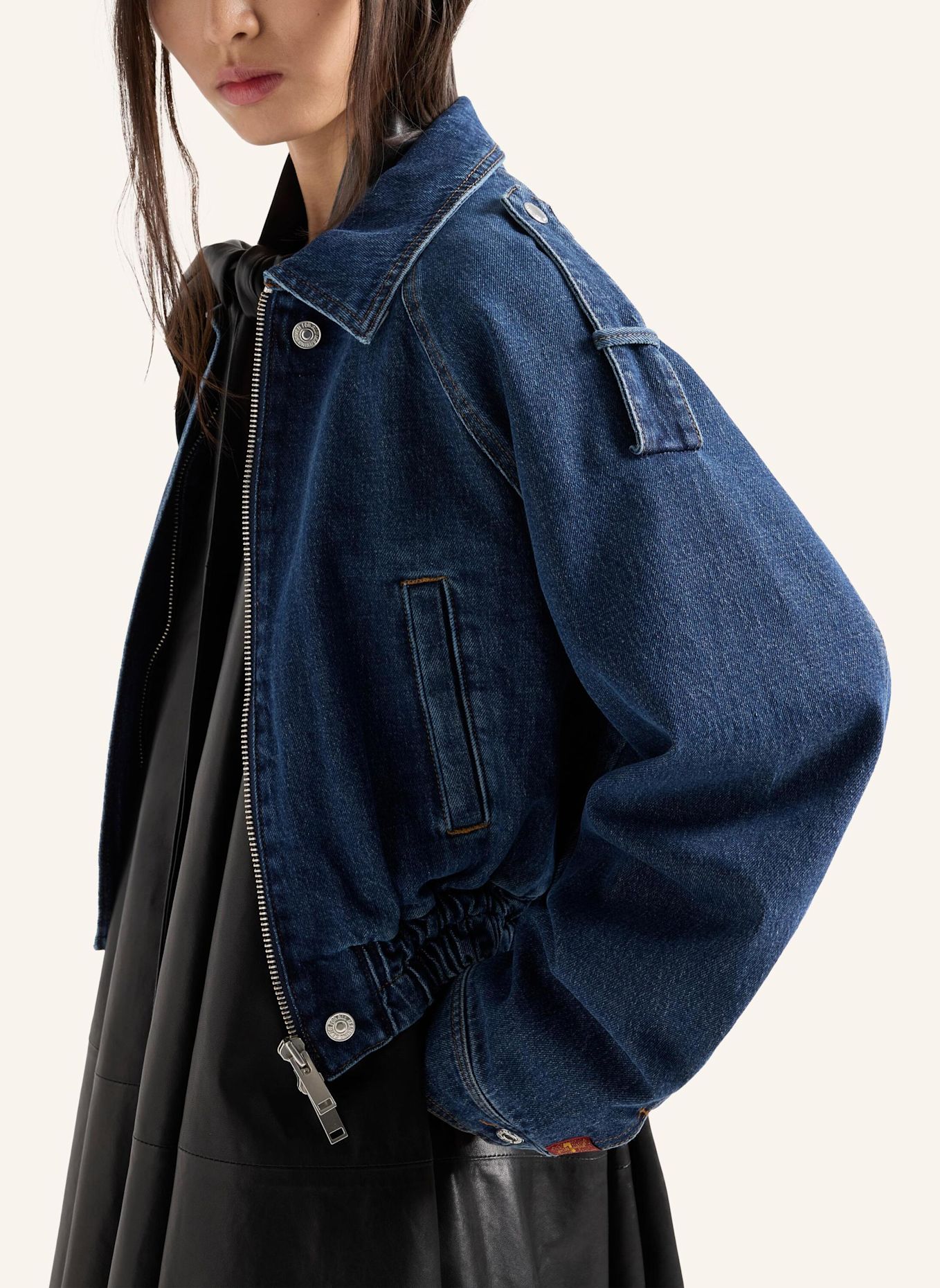 7 for all mankind Denim AVIATOR JACKET, getailleerd model: BLAUW