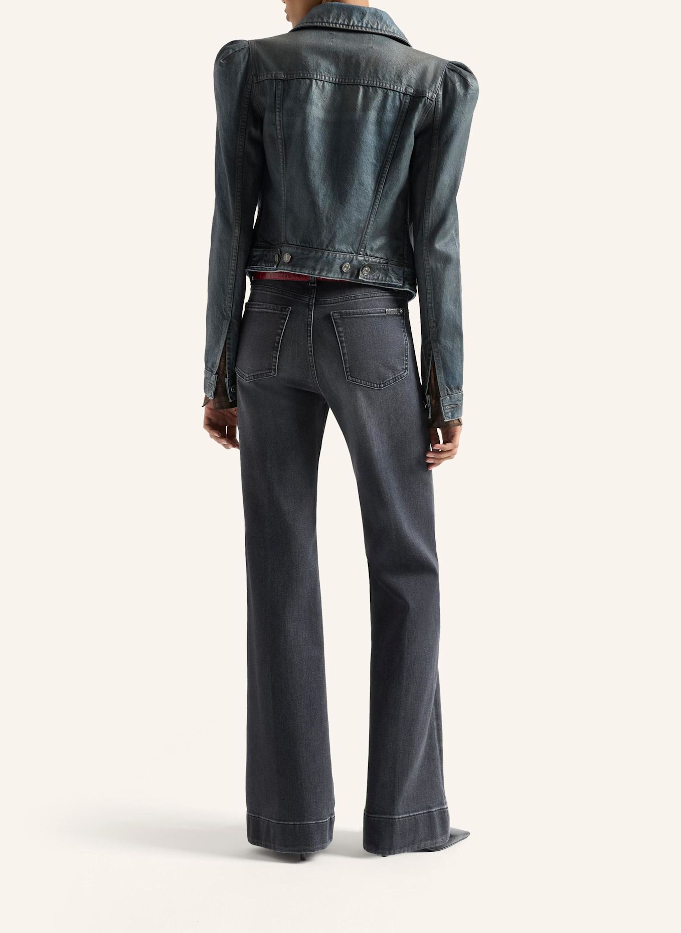 7 for all mankind MODERN DOJO Flare-Fit Jeans: DARK BLUE / BLACK