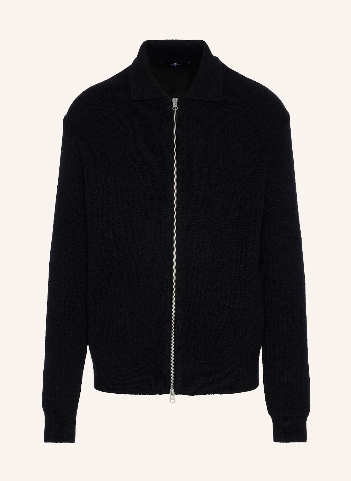 7 for all mankind Knitted POLO ZIP SWEATER: SCHWARZ
