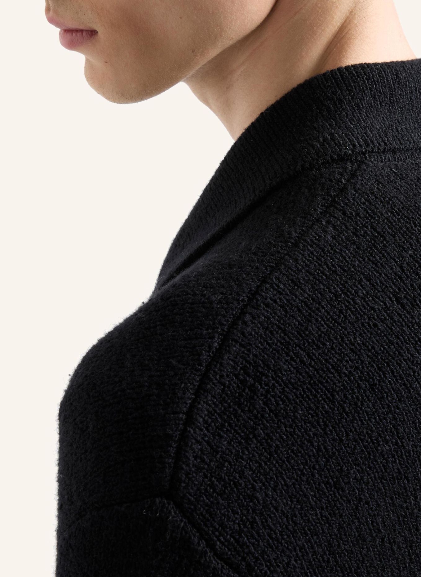7 for all mankind Knitted POLO ZIP SWEATER: SCHWARZ
