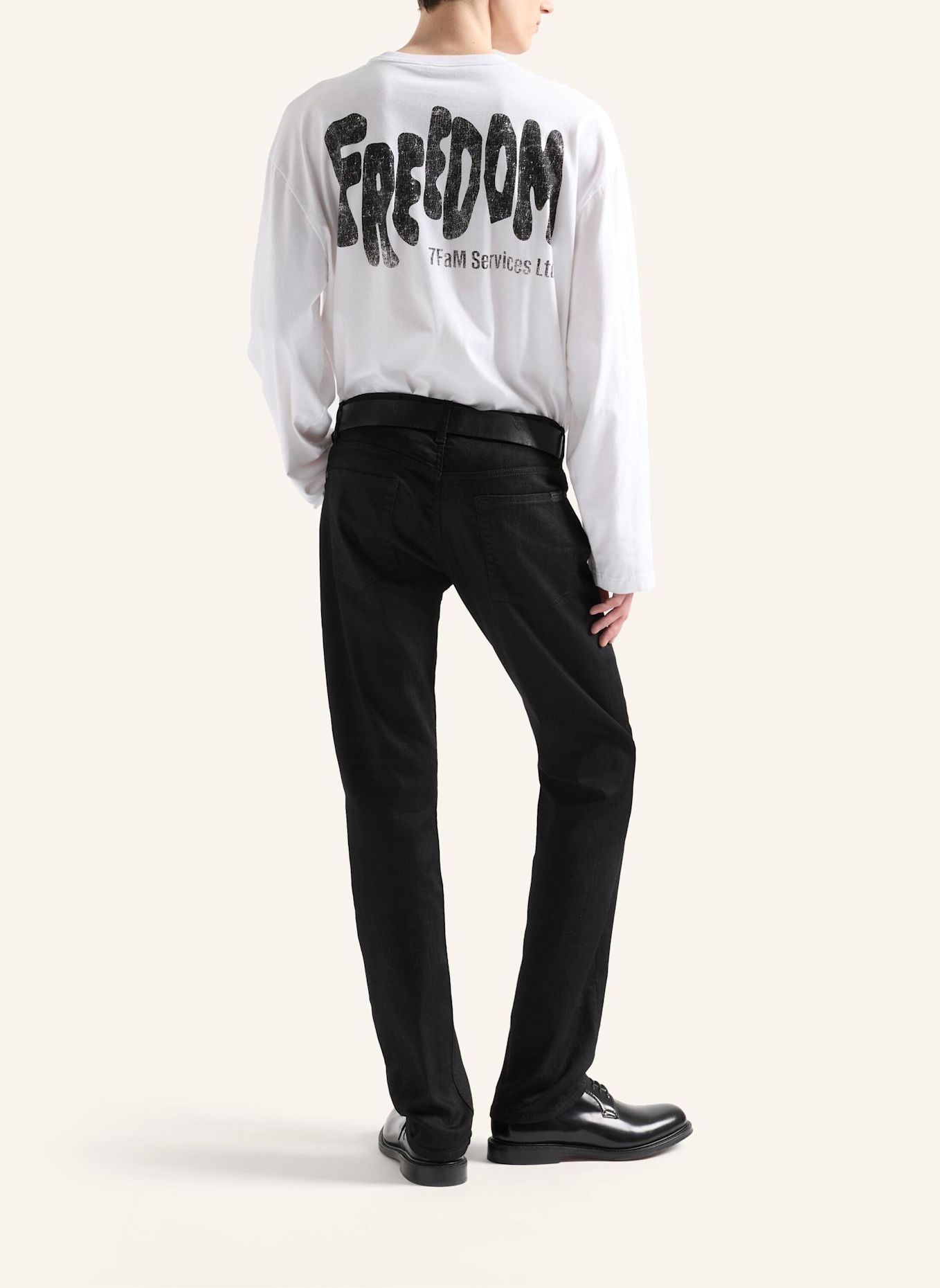 7 for all mankind Gebreid T-shirt met lange mouwen en print: WIT