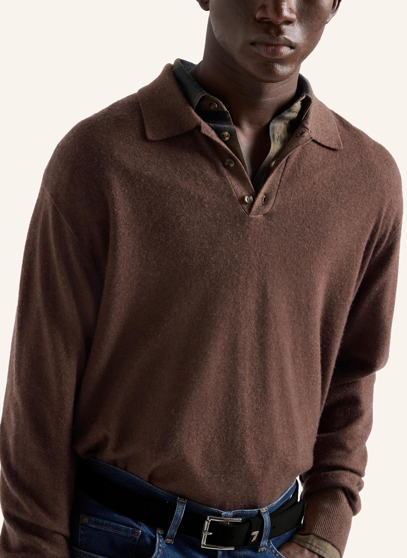 7 for all mankind Gebreide polo met lange mouwen: BRUIN / BLAUW