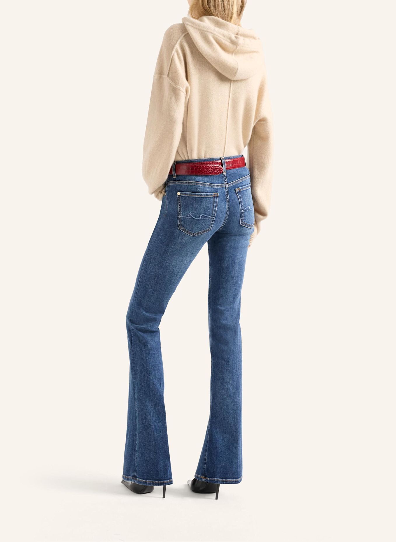 7 for all mankind Gebreide COZY Hoodie: BEIGE / GRIJS