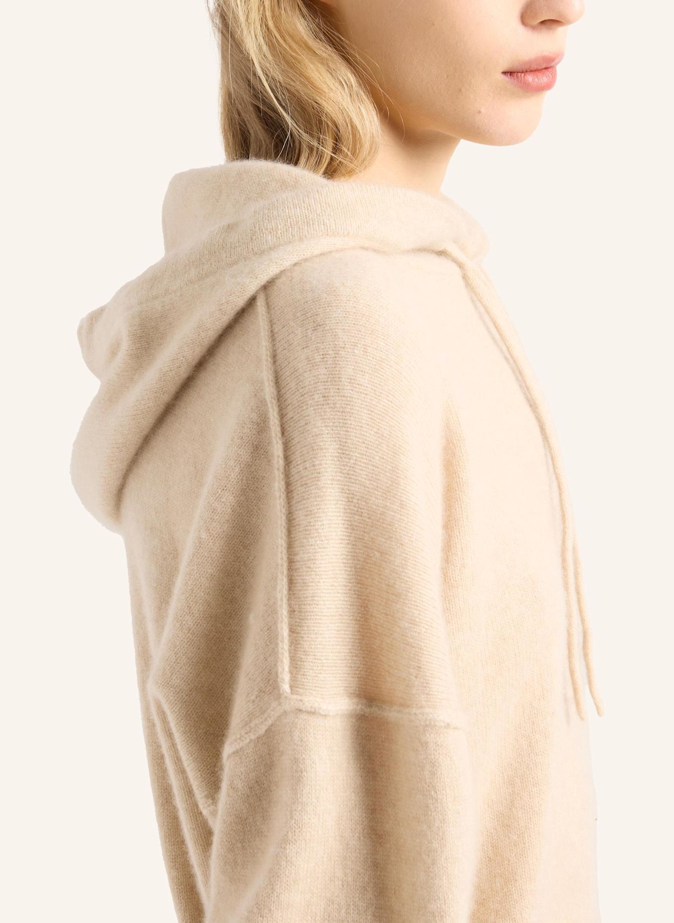 7 for all mankind Gebreide COZY Hoodie: BEIGE / GRIJS