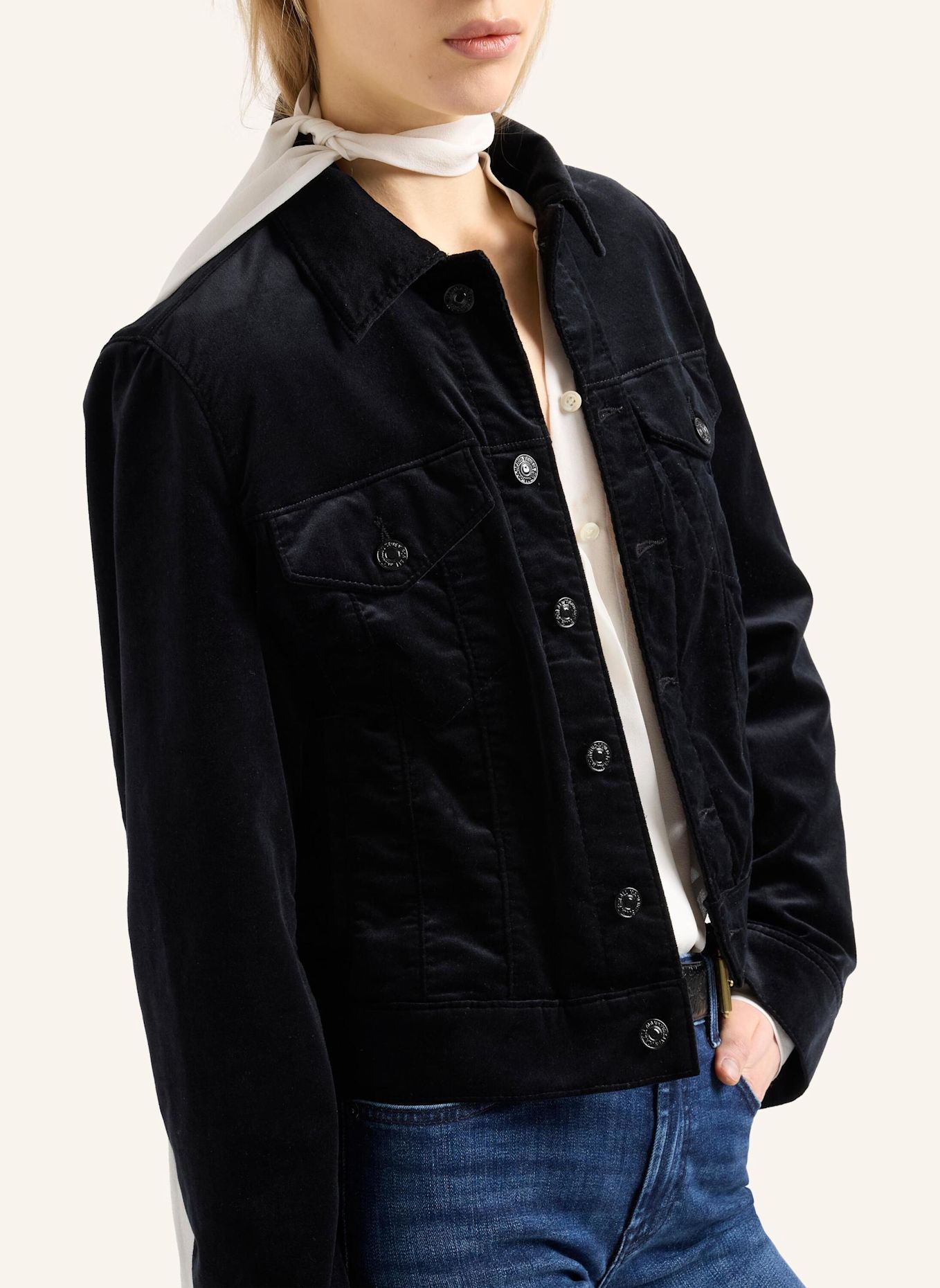 7 for all mankind Denim ADI TRUCKER-jas, getailleerd model: ZWART