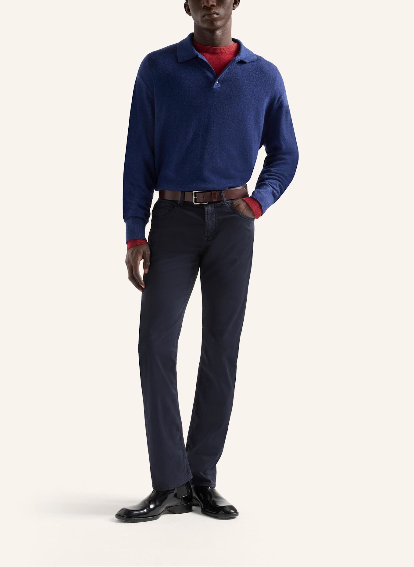 7 for all mankind Gebreide polo met lange mouwen: BRUIN / BLAUW
