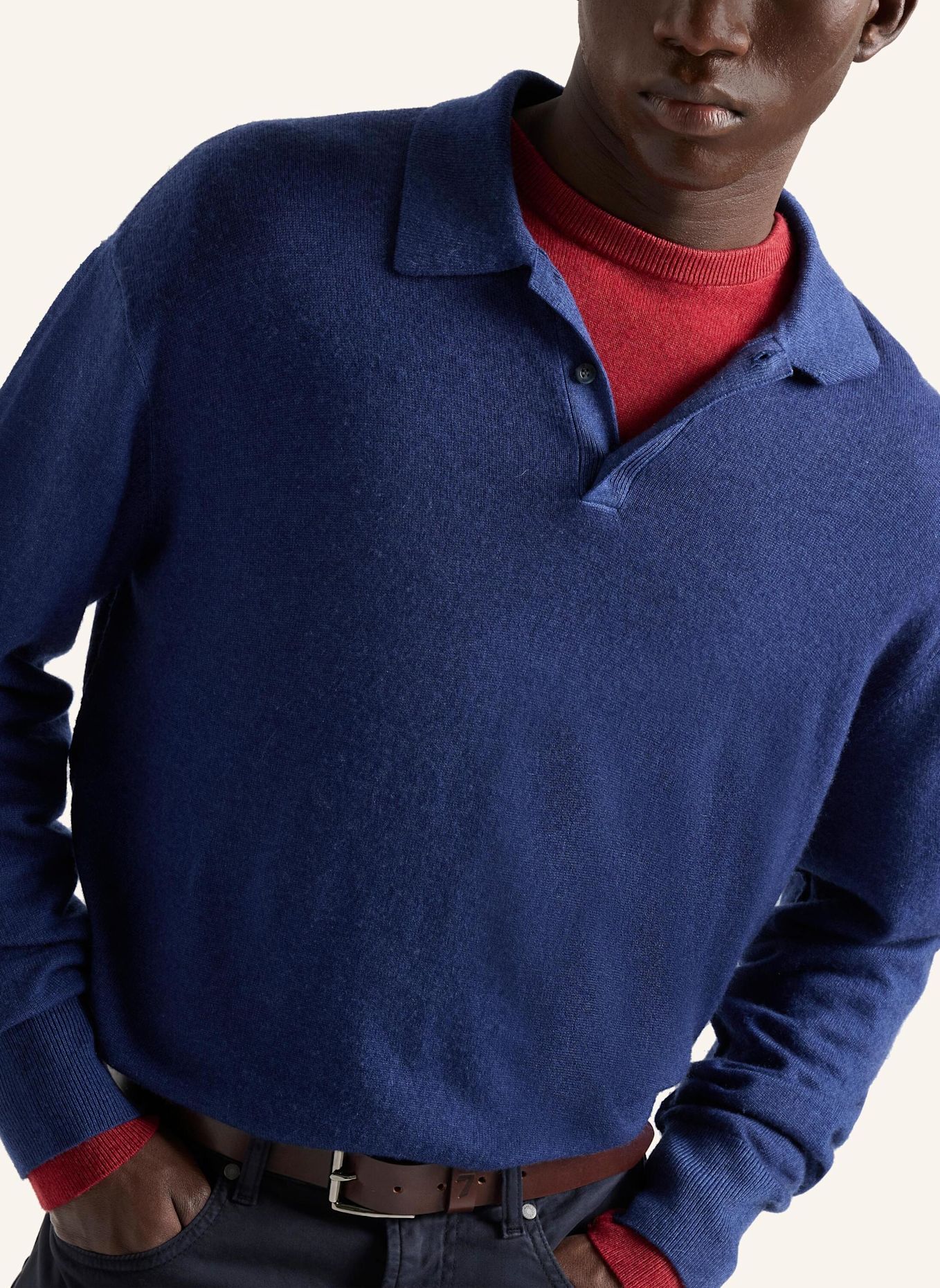 7 for all mankind Gebreide polo met lange mouwen: BRUIN / BLAUW