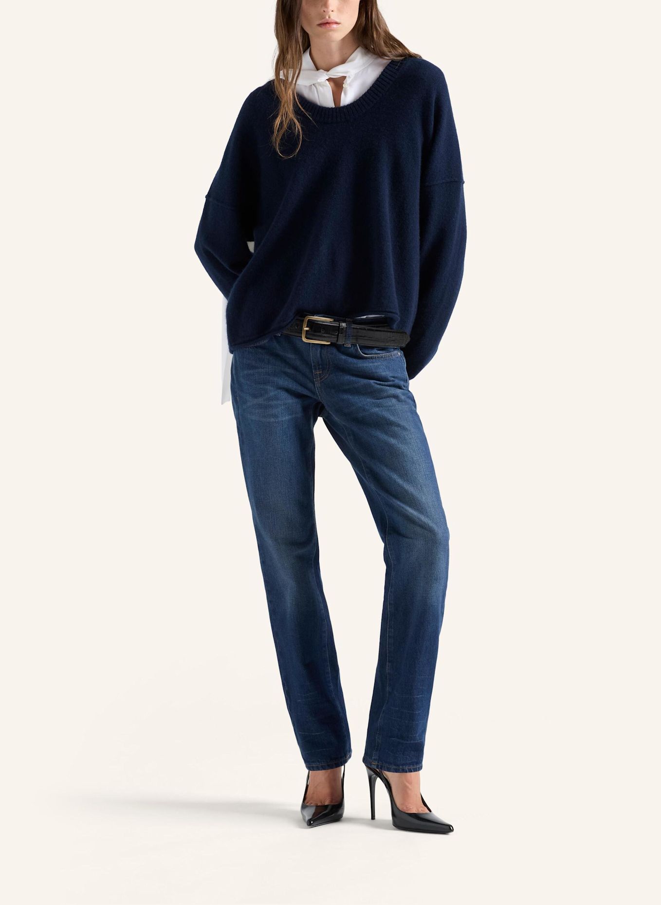 7 for all mankind Gebreide trui met ronde hals: BLAUW