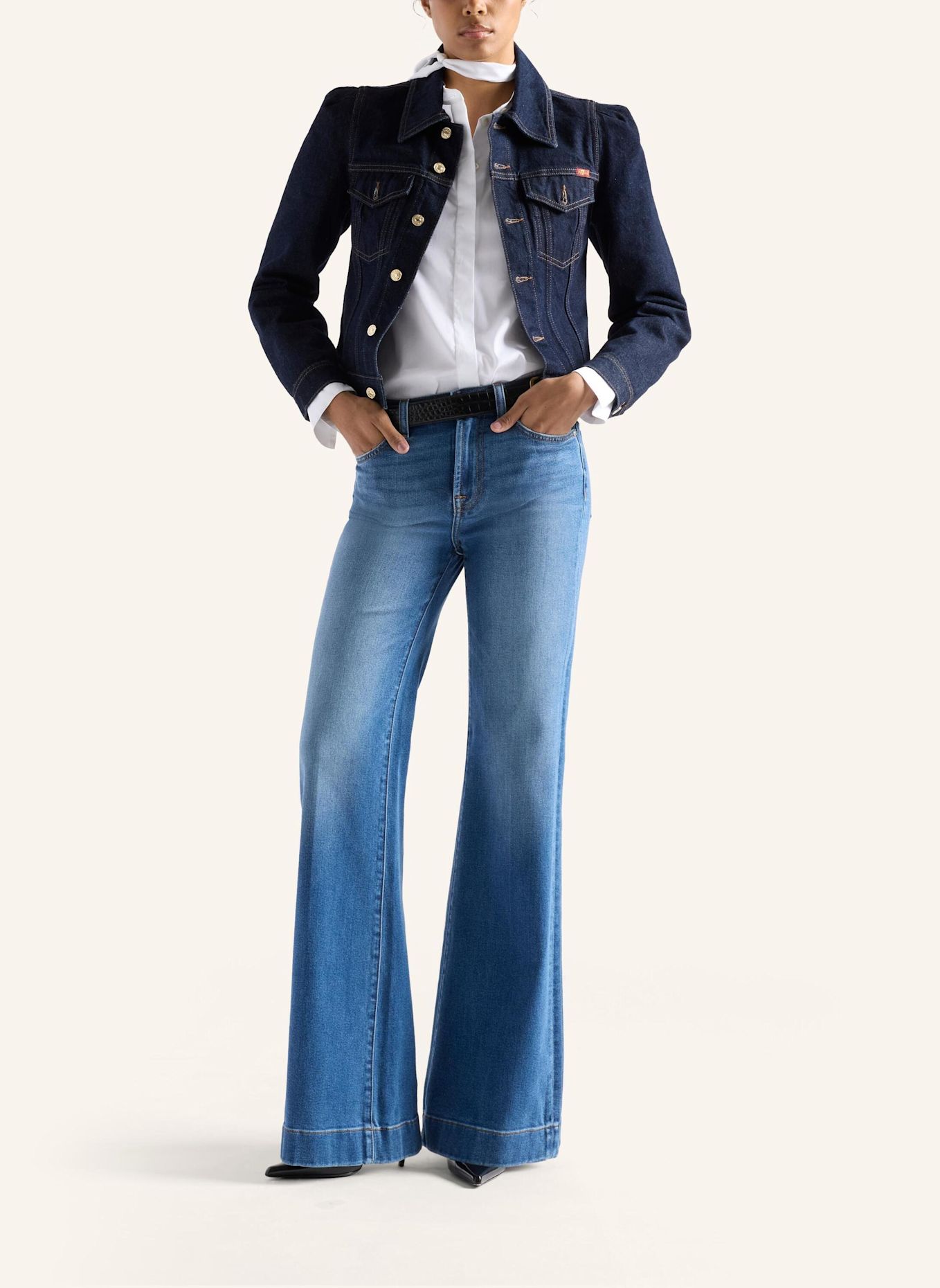 7 for all mankind MODERN DOJO Flare-Fit Jeans: BLUE