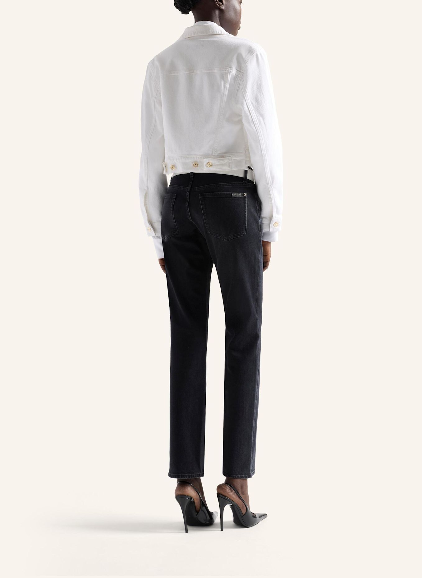7 for all mankind LOW CIGARETTE Slim-Fit Jeans: BLACK
