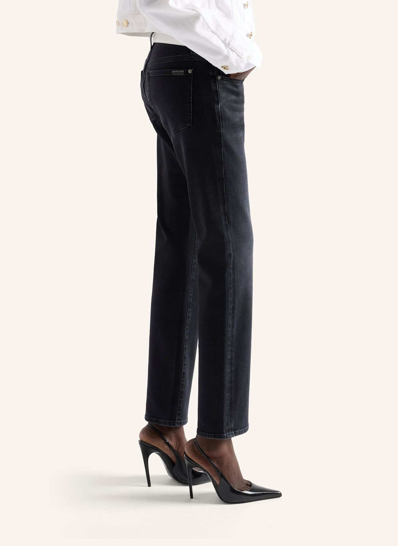 7 for all mankind LOW CIGARETTE Slim-Fit Jeans: BLACK