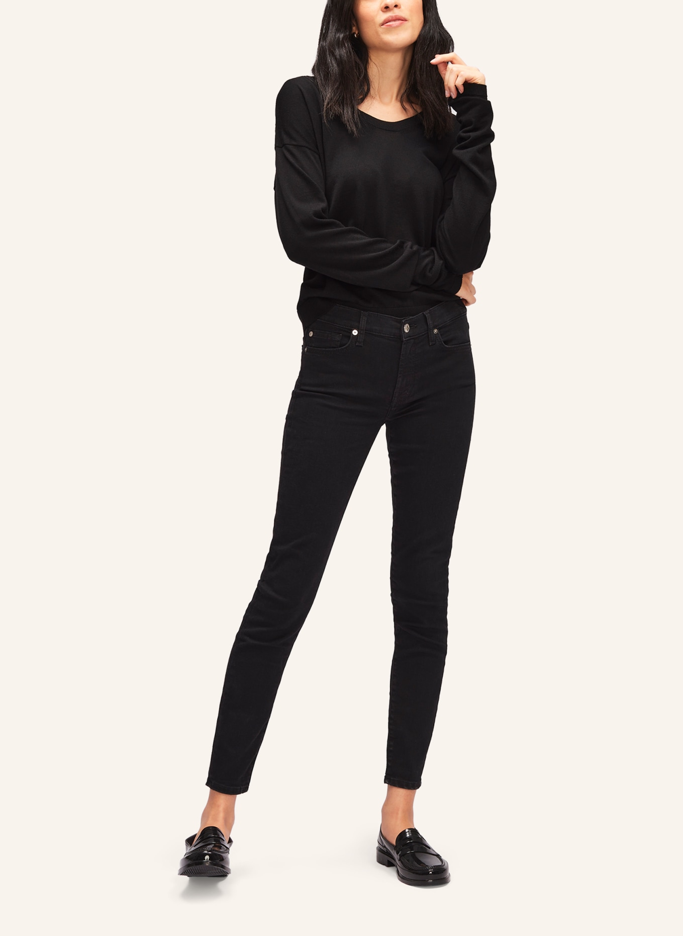 7 for all mankind Jeans THE SKINNY CROP Skinny Fit, Farbe: SCHWARZ (Bild 5)