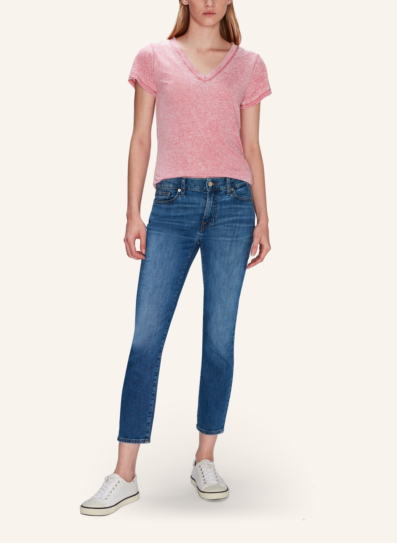 7 for all mankind ANDY V-NECK T-Shirt, Farbe: PINK (Bild 5)