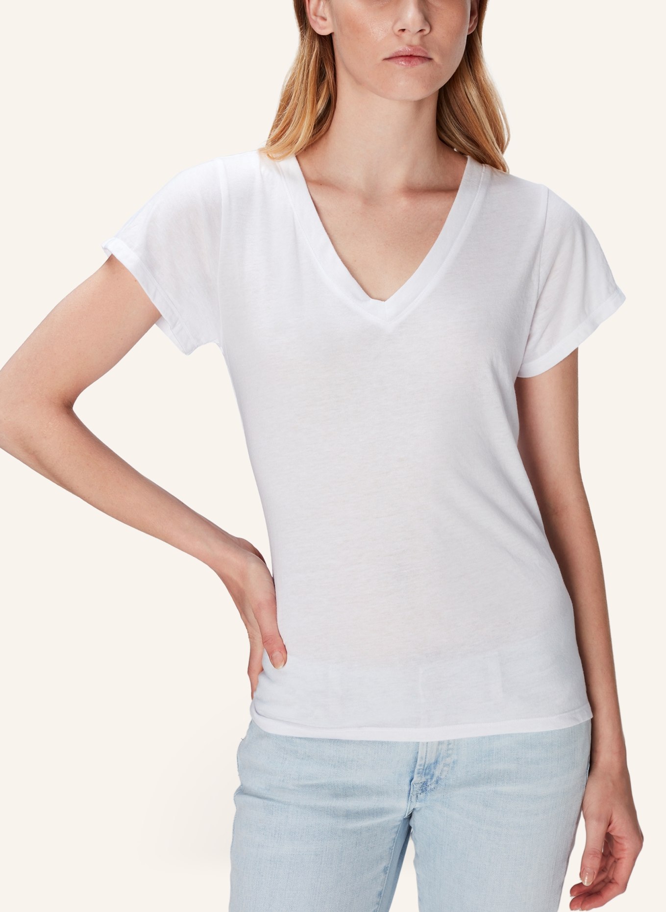 7 for all mankind ANDY V-NECK T-Shirt, Farbe: WEISS (Bild 4)