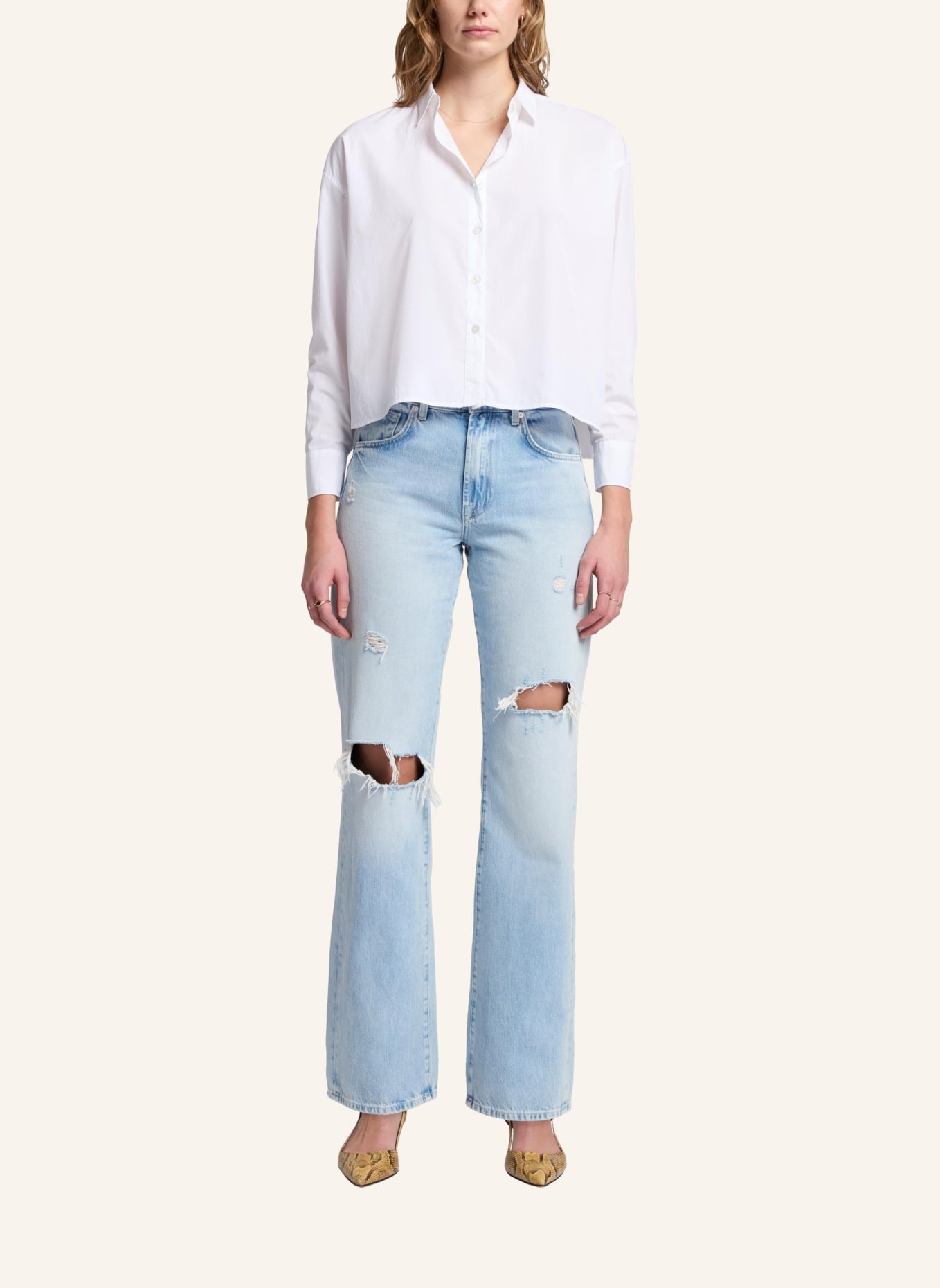 7 for all mankind CROPPED Shirt, Farbe: WEISS (Bild 5)