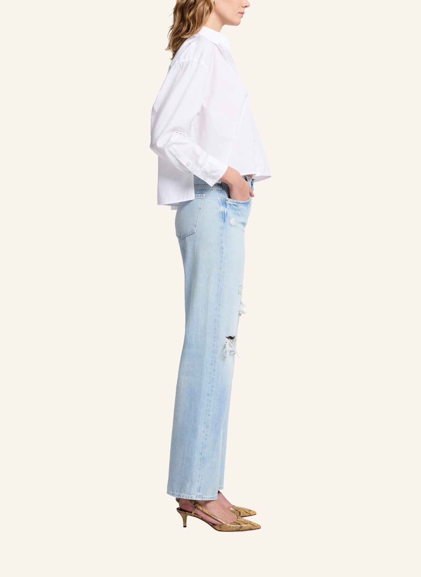 7 for all mankind CROPPED Shirt, Farbe: WEISS (Bild 4)