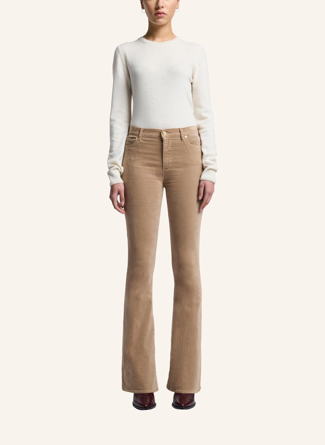 7 for all mankind Pants HW ALI Flare Fit, Farbe: BEIGE (Bild 5)