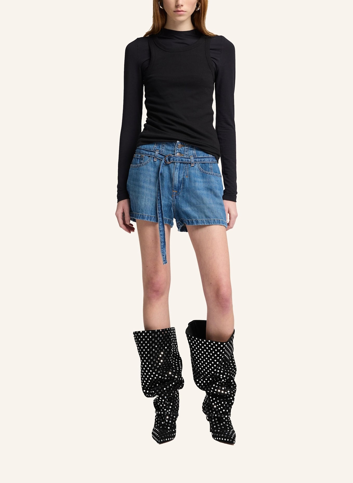 7 for all mankind BELTED Denim Shorts: BLAU