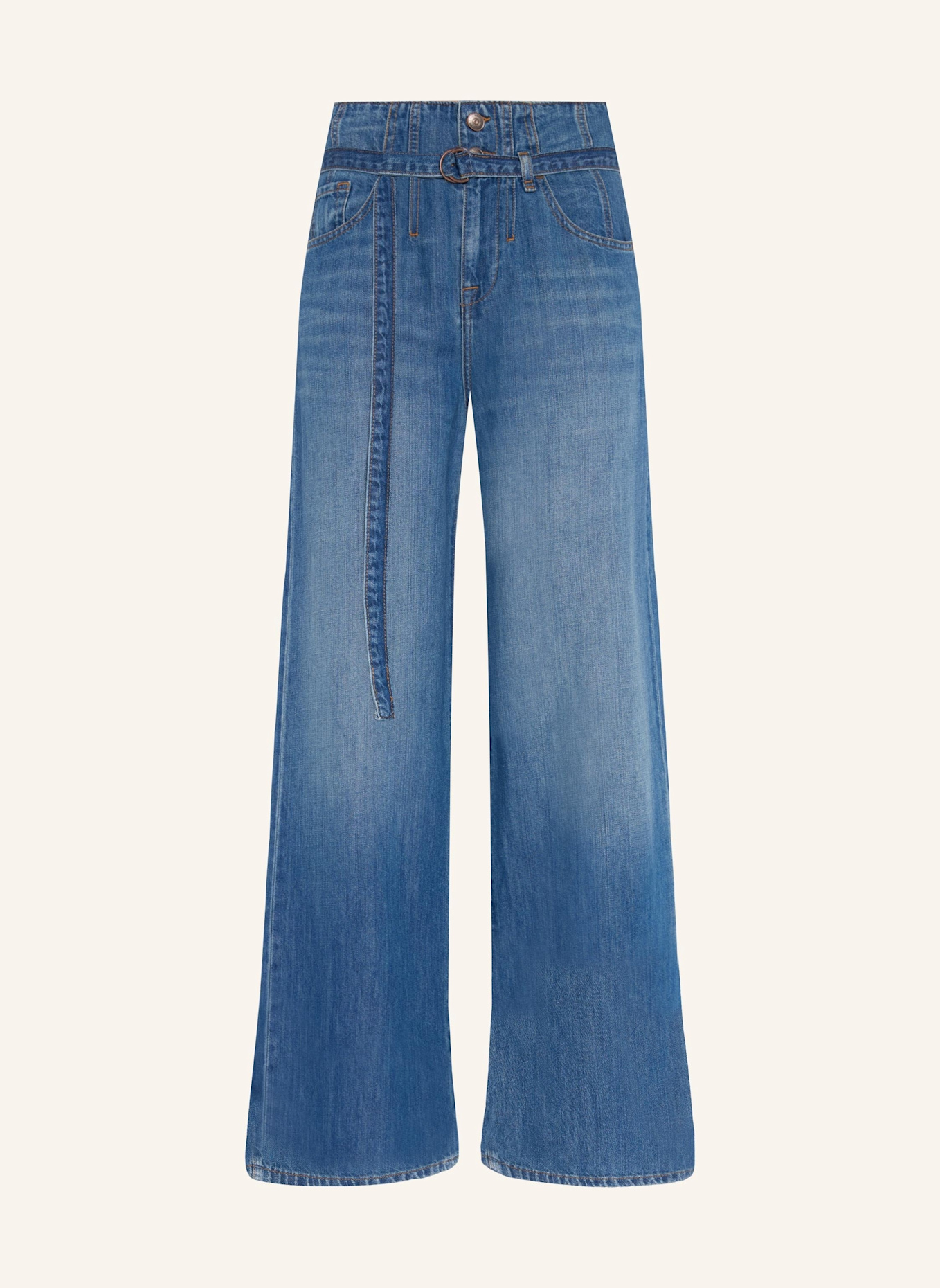 7 for all mankind Wide Leg Jeans BELTED WIDE LEG mit Leinen: BLAU