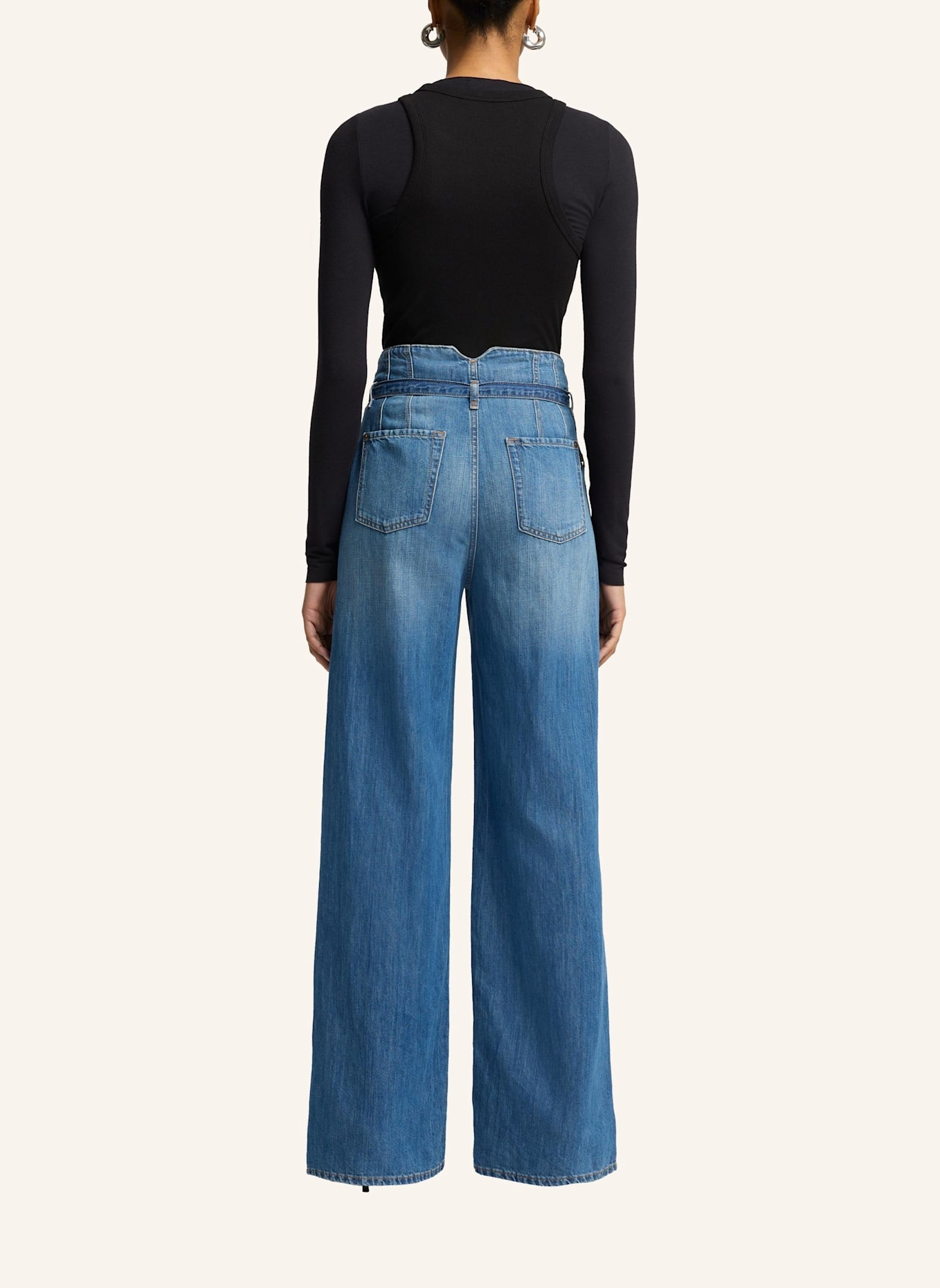7 for all mankind Wide Leg Jeans BELTED WIDE LEG mit Leinen: BLAU