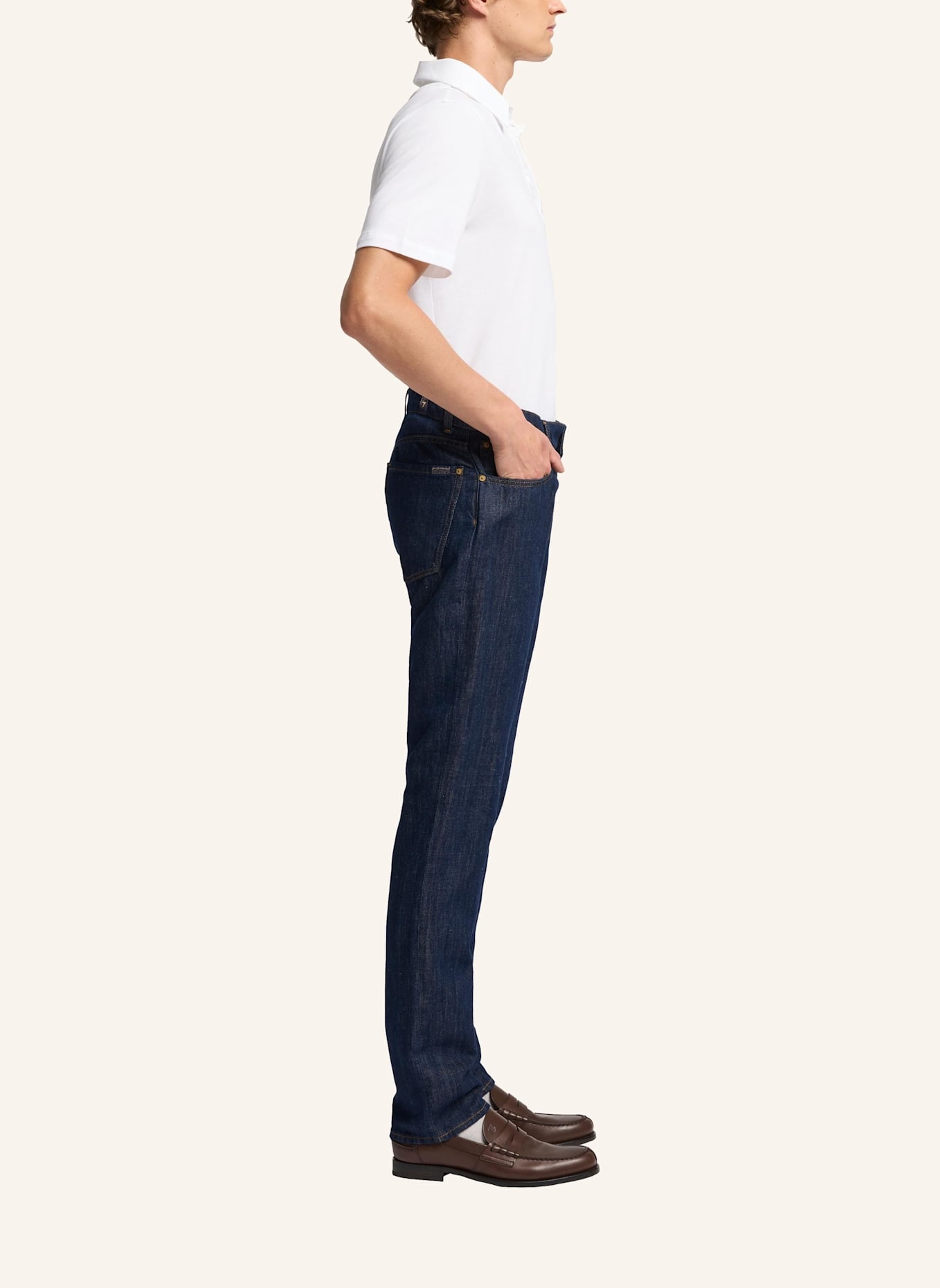 7 for all mankind Jeans THE STRAIGHT STATION Straight Fit mit Leinen: BLAU