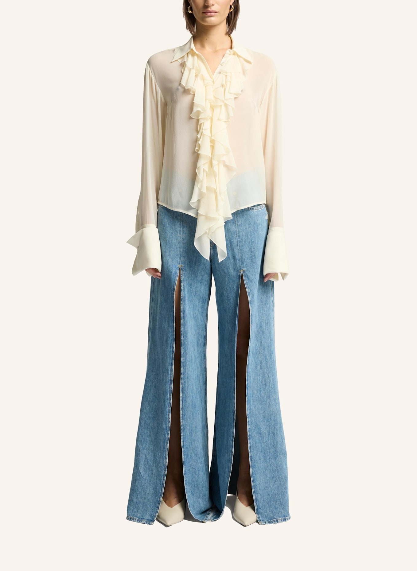 7 for all mankind RUFFLE Shirt: ECRU