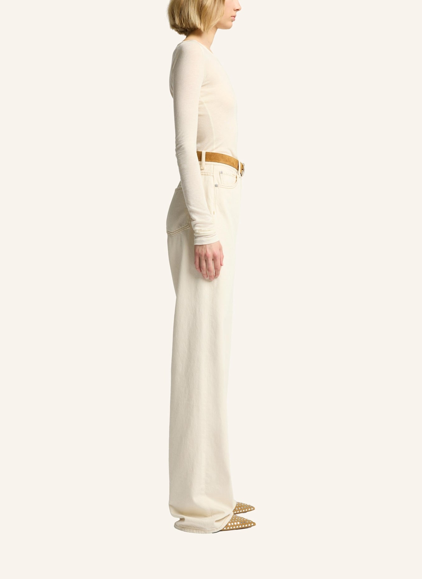 7 for all mankind L/S CREW T-shirt: ECRU