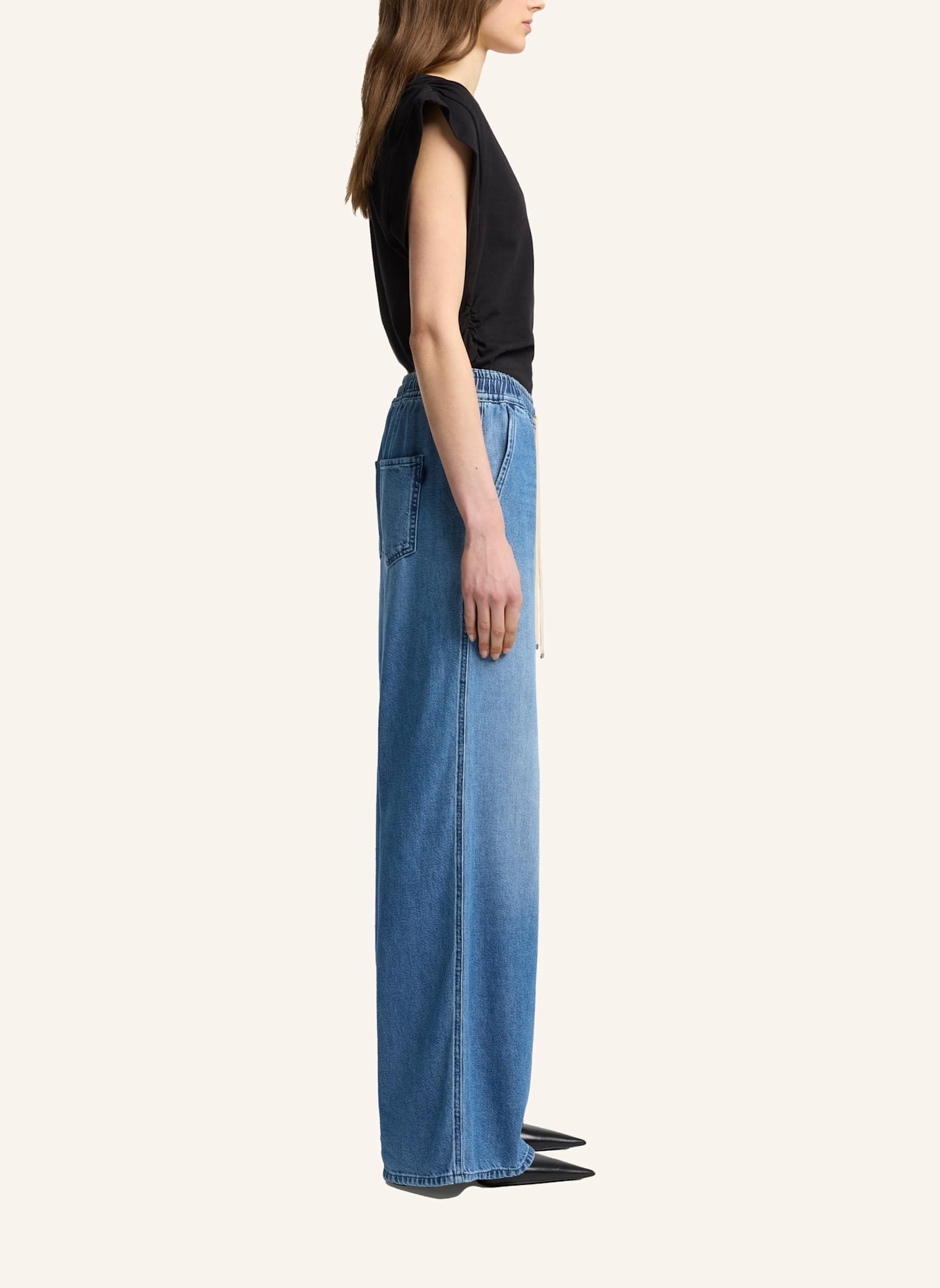 7 for all mankind Pants PULL ON WIDE LEG Wide Leg fit: BLAU