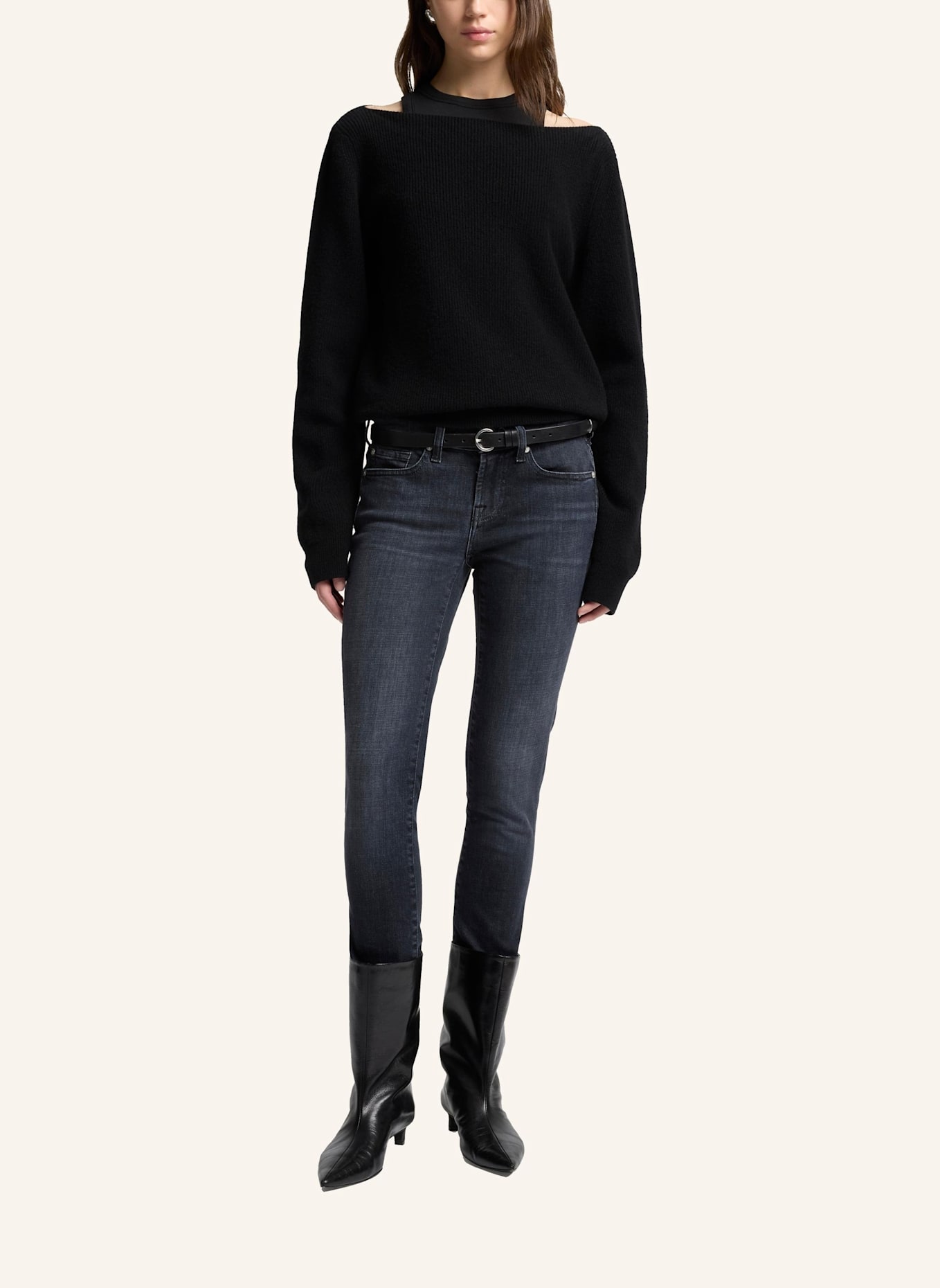 7 for all mankind Jeans LOW SKINNY Skinny Fit: SCHWARZ