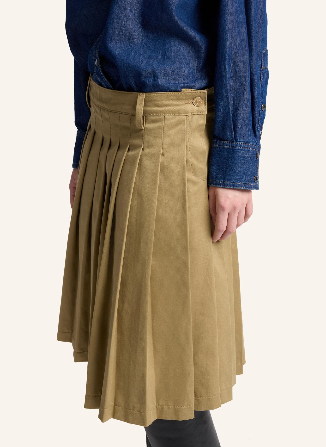 7 for all mankind Skirt PLEATED MIDI: BEIGE