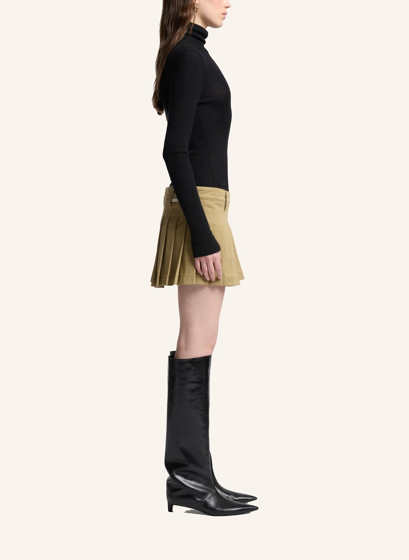 7 for all mankind Skirt PLEATED MIDI: BEIGE