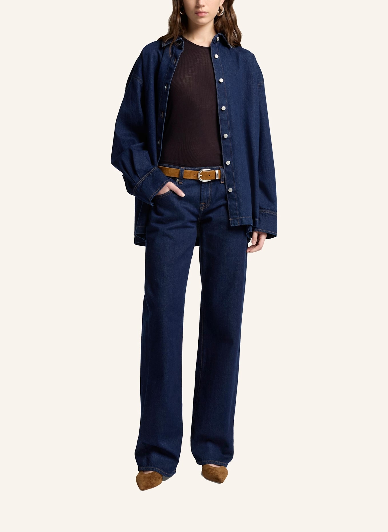 7 for all mankind Overshirt PLEATED: BLAU