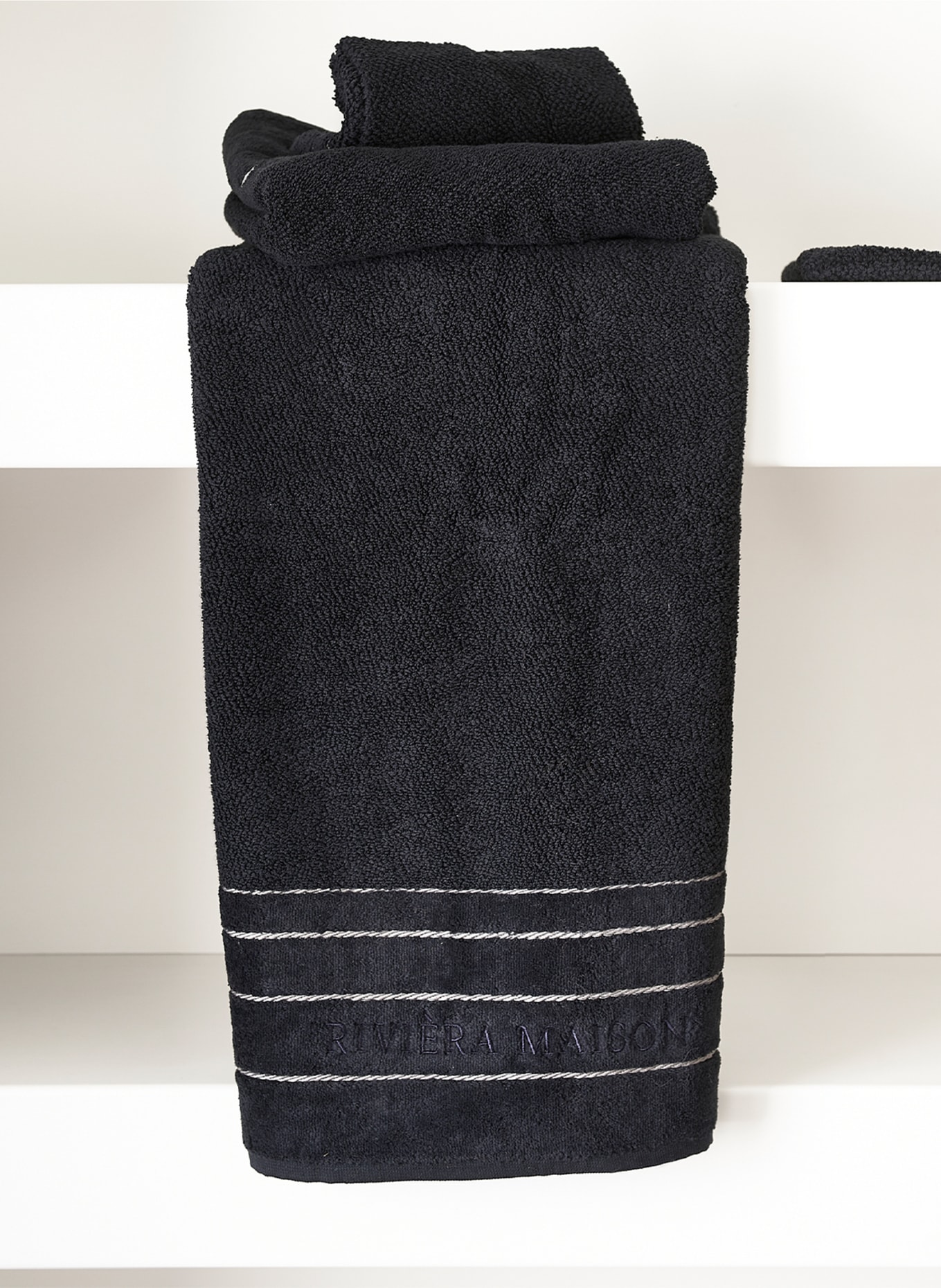 RIVIÈRA MAISON Handtücher RM ELEGANT BLACK 140x70, Farbe: SCHWARZ (Bild 3)