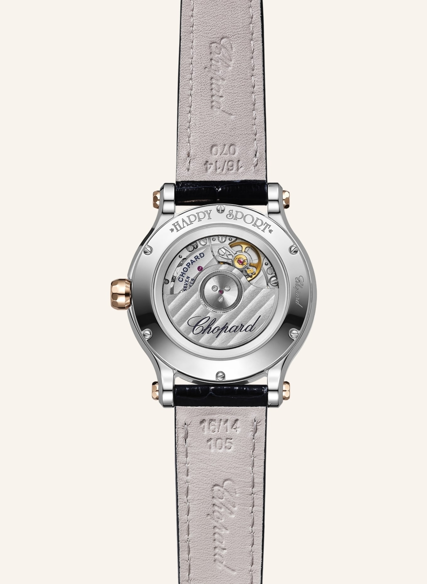 Chopard Uhr HAPPY SPORT Uhr mit 33 mm Gehäuse, Automatik, 18 Karat Roségold, Edelstahl und Diamanten, Farbe: ROSÉGOLD/ SILBER (Bild 2)