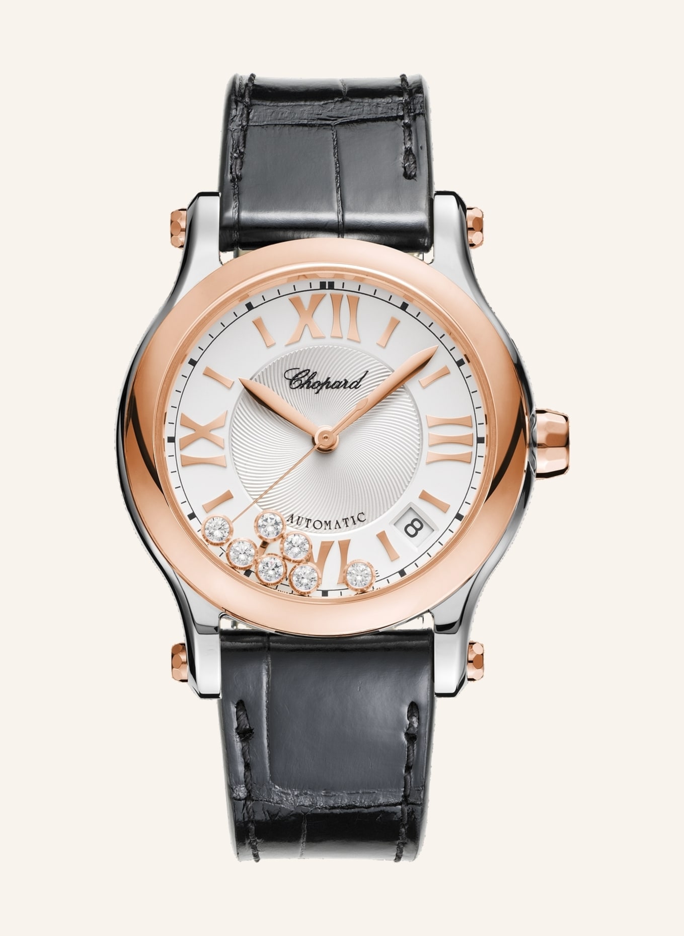 Chopard Uhr HAPPY SPORT Uhr mit 36 mm Gehäuse, Automatik, 18 Karat Roségold, Edelstahl und Diamanten, Farbe: ROSÉGOLD/ SILBER (Bild 1)