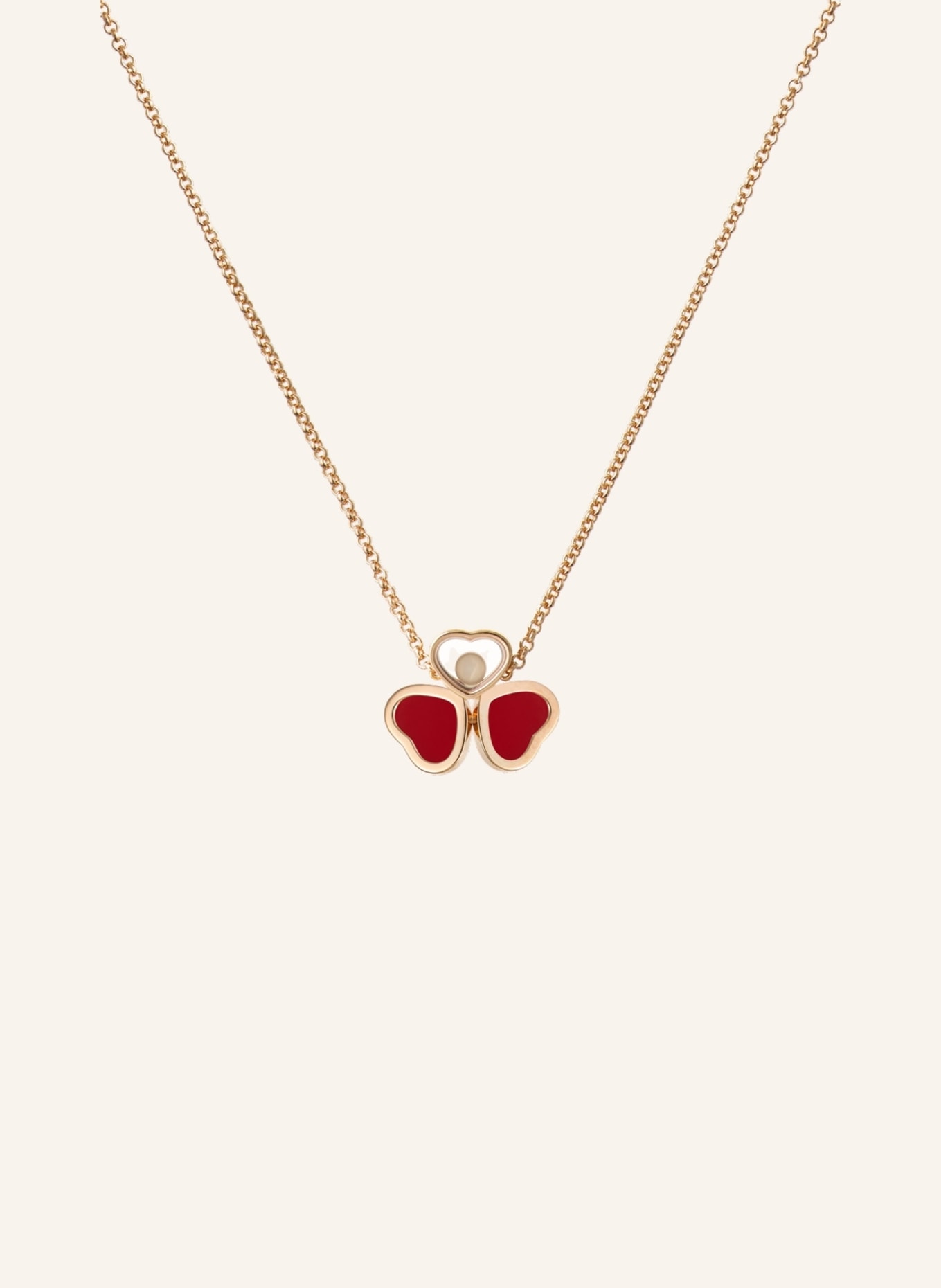 Chopard Halskette HAPPY HEARTS WINGS Halskette aus 18 Karat Roségold, Diamanten und roter Stein, Farbe: ROSÉGOLD (Bild 4)