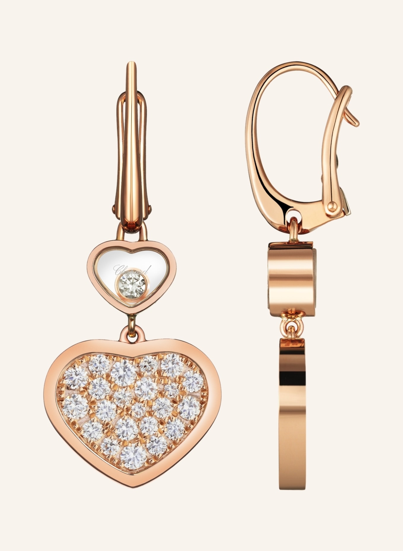 Chopard Ohrring HAPPY HEARTS Ohrringe aus 18 Karat Roségold und Diamanten, Farbe: ROSÉGOLD (Bild 3)