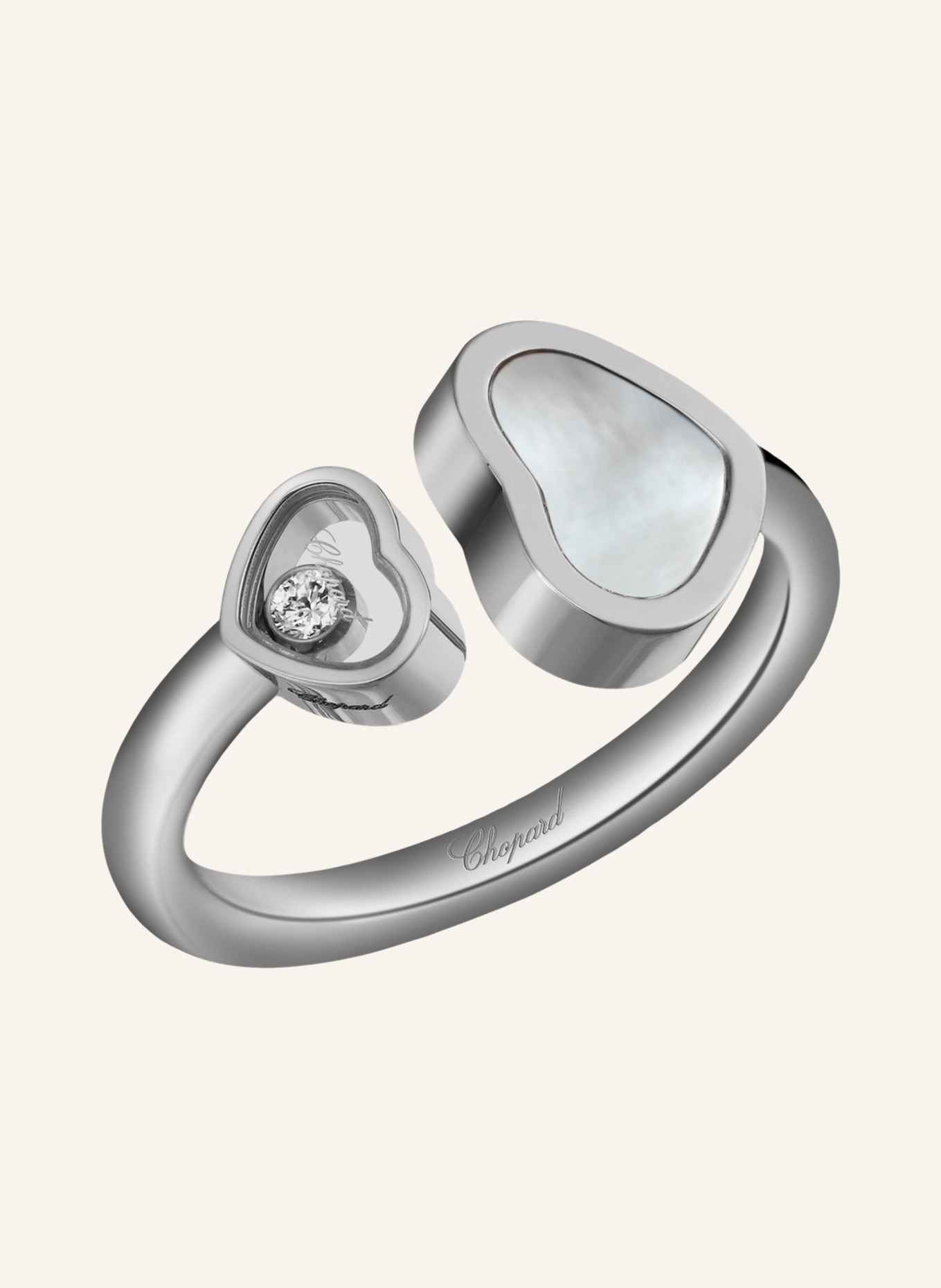 Chopard Ring HAPPY HEARTS Ring aus 18 Karat Weißgold, Diamanten und Perlmutt, Farbe: WEISSGOLD (Bild 2)
