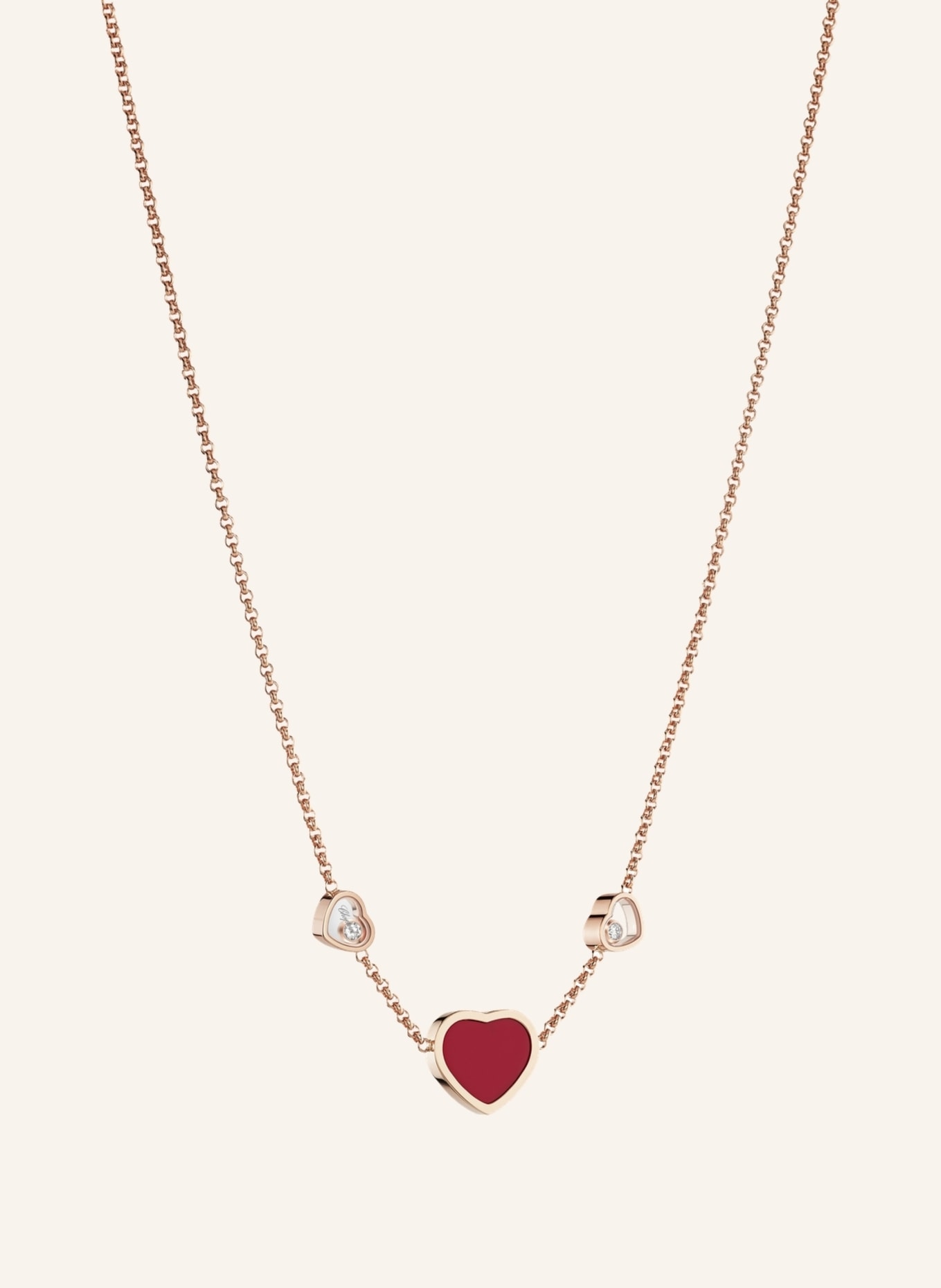 Chopard Halskette HAPPY HEARTS Halskette aus 18 Karat Roségold, Diamanten und roter Stein, Farbe: ROSÉGOLD (Bild 2)
